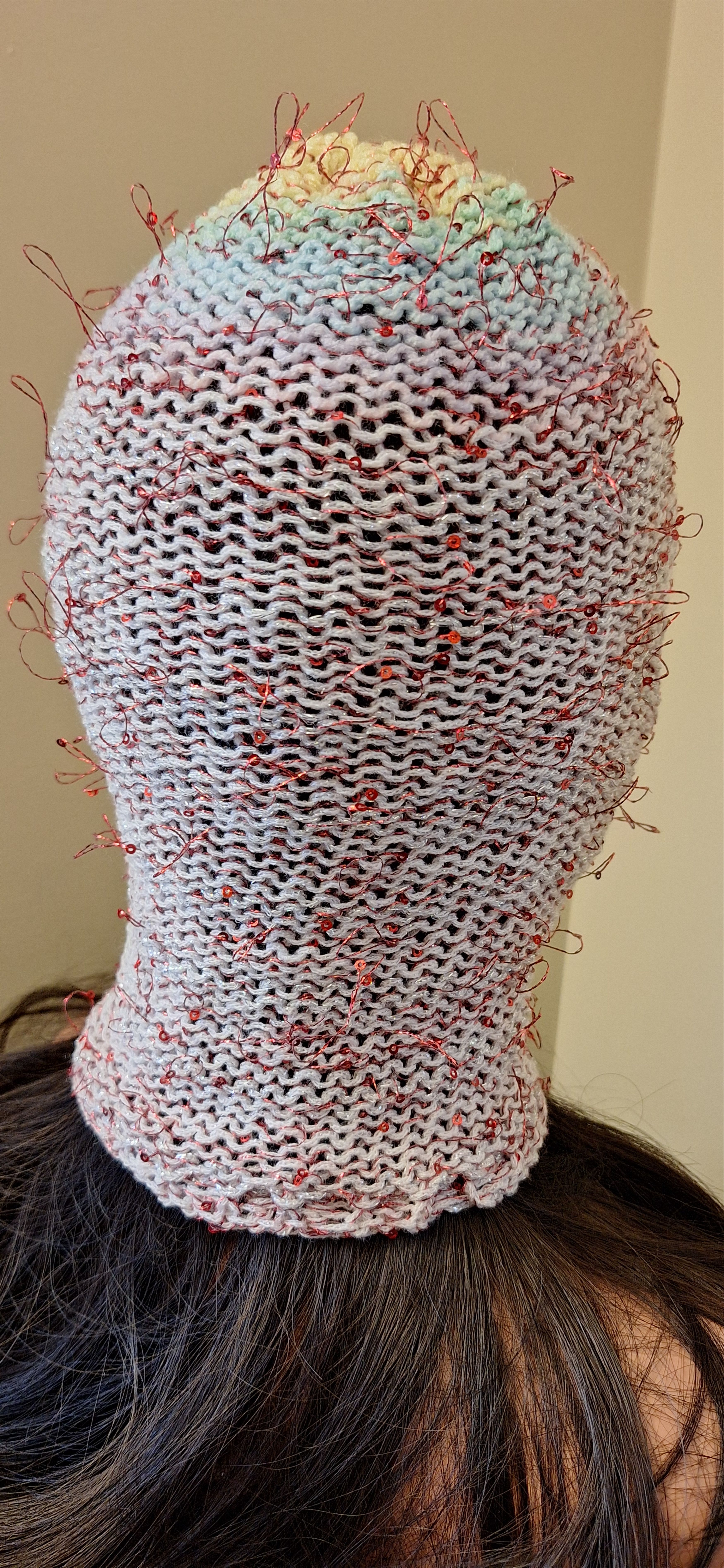 Other Pink Knit Hood w/ Sequins, Avantgarde Artwear , Tinsel Riot Size ONE SIZE - 4 Thumbnail