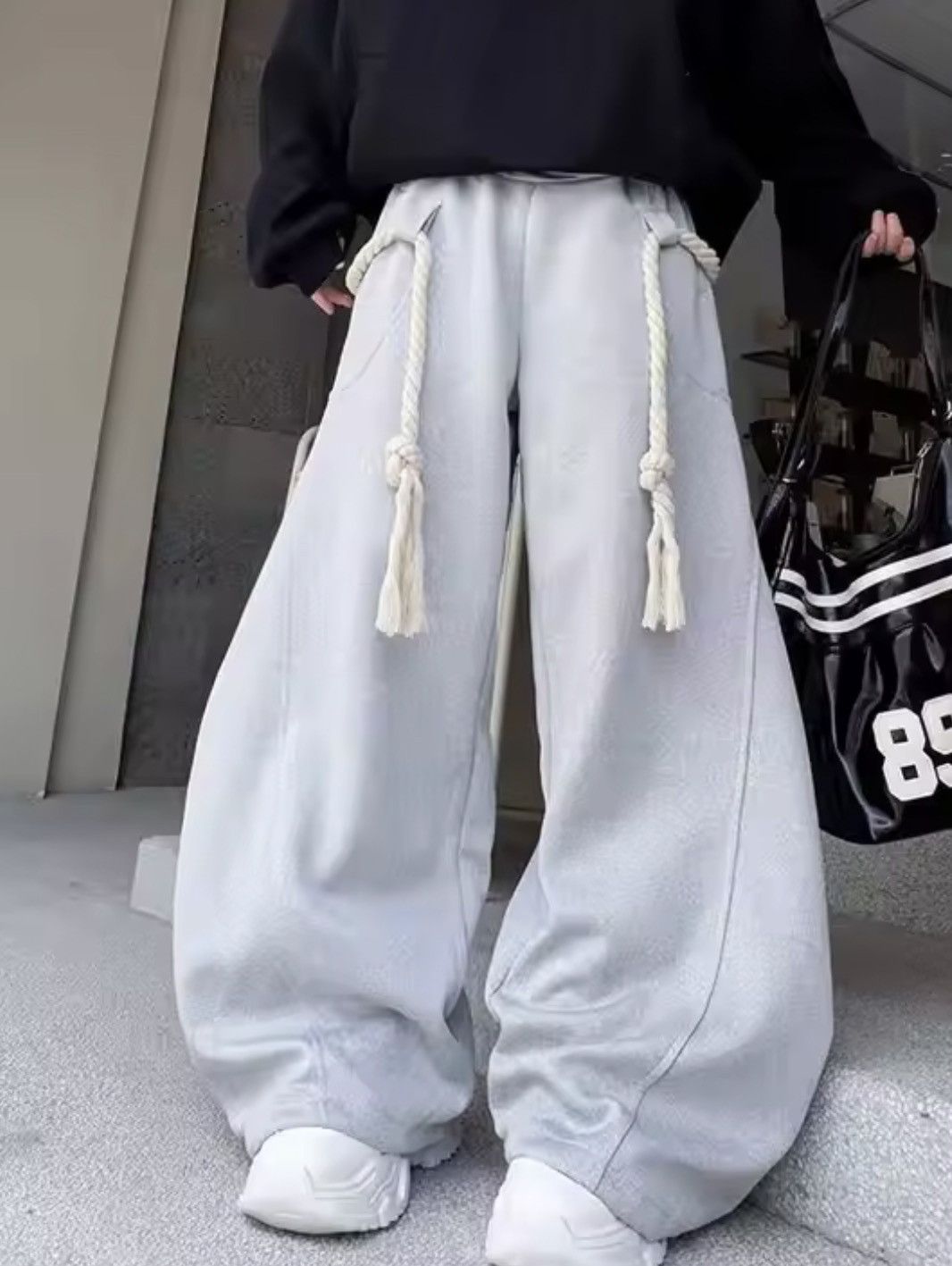 Japanese Brand Archive Grey Oversized Rope Sweatpants Size US 31 - 6 Thumbnail