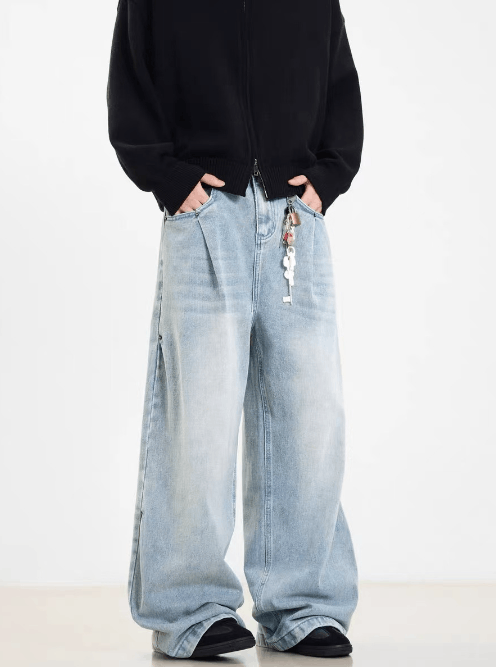 Japanese Brand Vintage washed blue loose straight casual jeans y2k Size US 32 / EU 48 - 3 Thumbnail