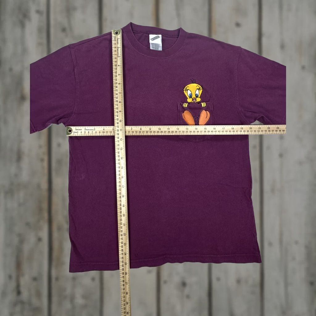 Vintage VINTAGE Warner Bros. Tweety Bird Pocket T-Shirt S Burgundy Unisex Adults Short Sleeve 90s Cartoon Looney Tunes Brands Mens Women’s Size US S / EU 44-46 / 1 - 1 Thumbnail