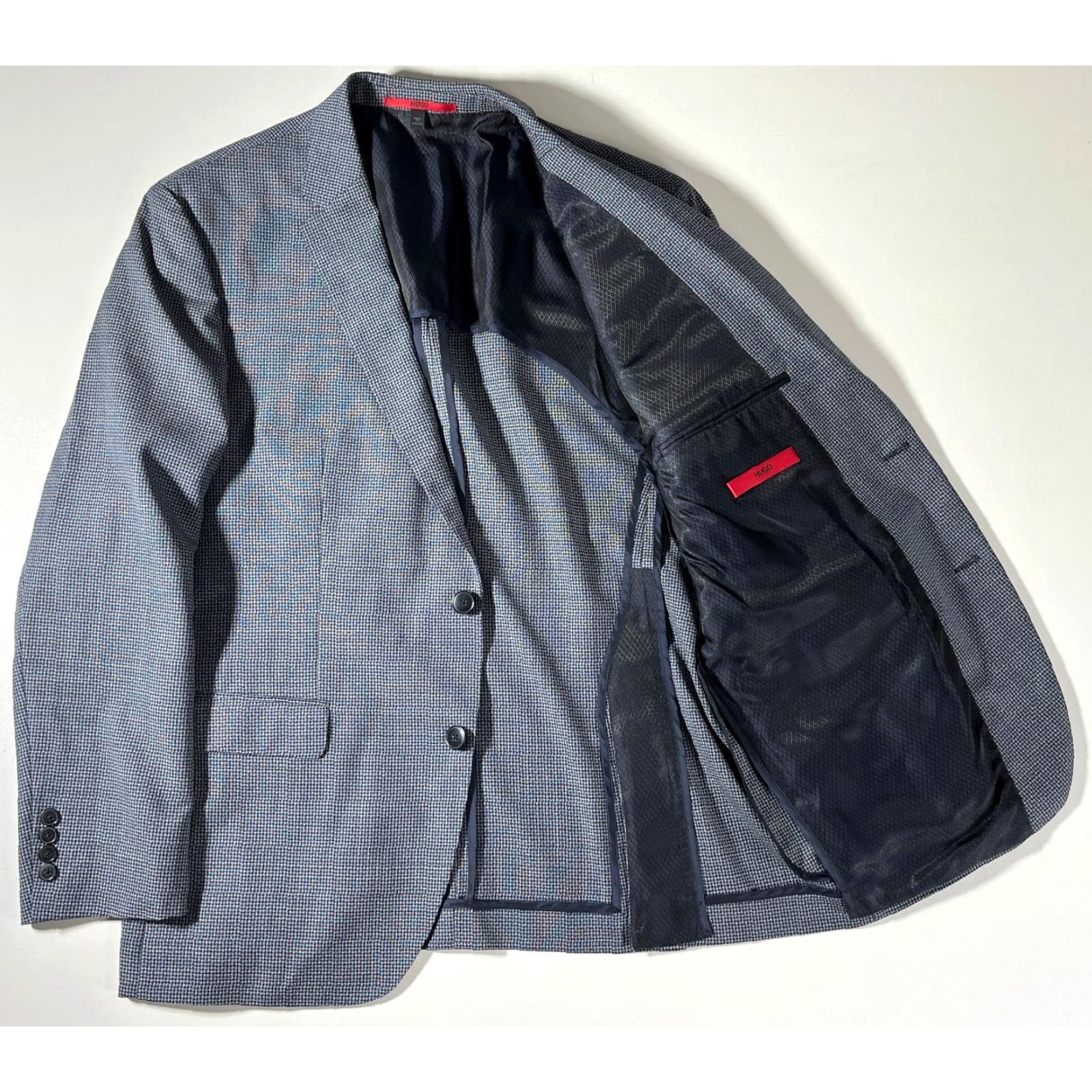 Hugo Boss HUGO BOSS Sport Coat Jacket Blue Grey 44R Wool Single-Breasted Four-Button Regular Fit Men's Jacket Size US S / EU 44-46 / 1 - 4 Thumbnail
