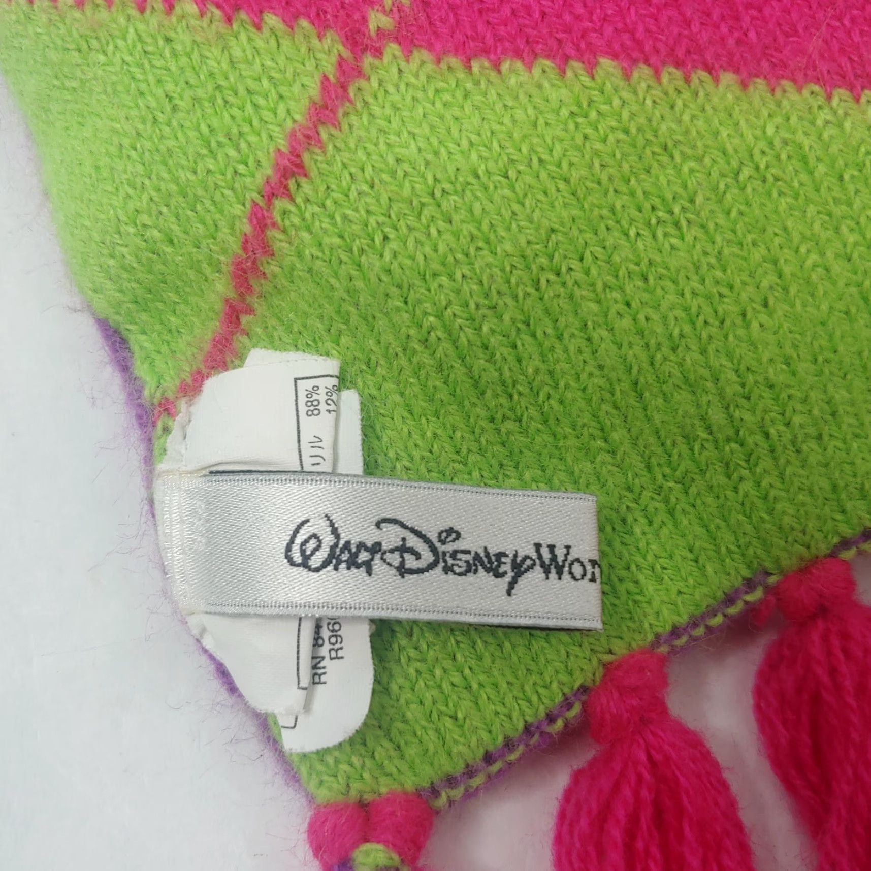 Disney Walt Disney Parks I Love Mickey Scarf Reversible Argyle Diamond Knit 78" Womens Winter Fringe Multicolor Size ONE SIZE - 6 Thumbnail