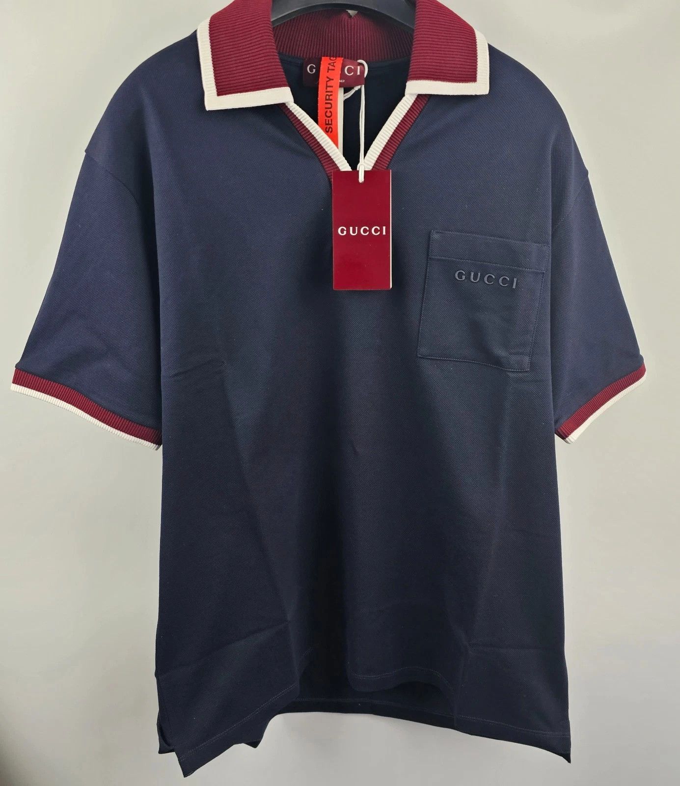 GUCCI $950 Navy Cotton Polo Shirt New & Authentic