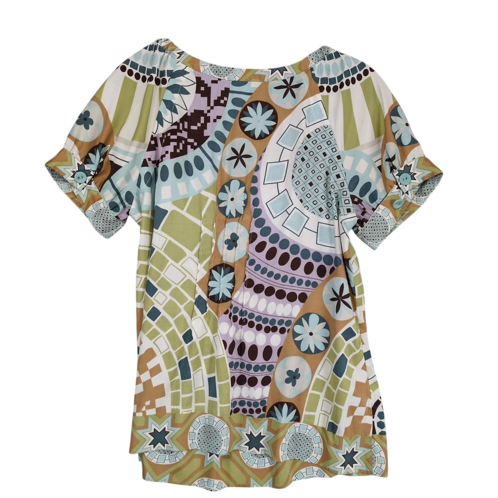 Other ECI NY Women's 10 Satin Whimsical Print Blouse Top Size L / US 10 / IT 46 - 3 Thumbnail