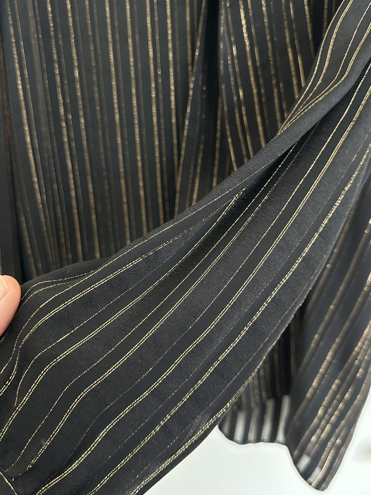 Saint Laurent Paris Black & Gold Silk Shirt with Lavallière Tie Size 40 Size US M / EU 48-50 / 2 - 9 Thumbnail