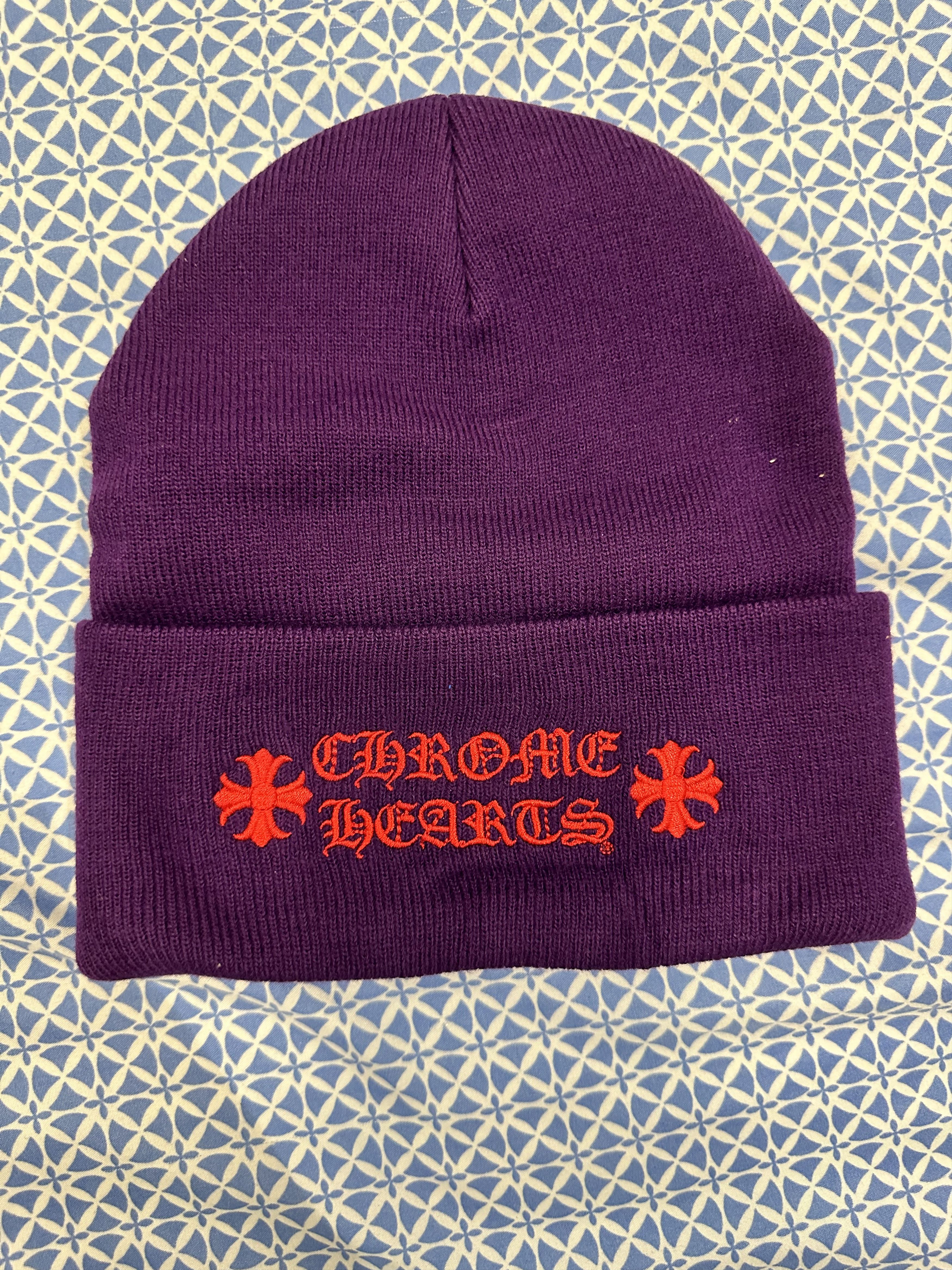 image of Chrome Hearts Purple Logo Beanie, Men's