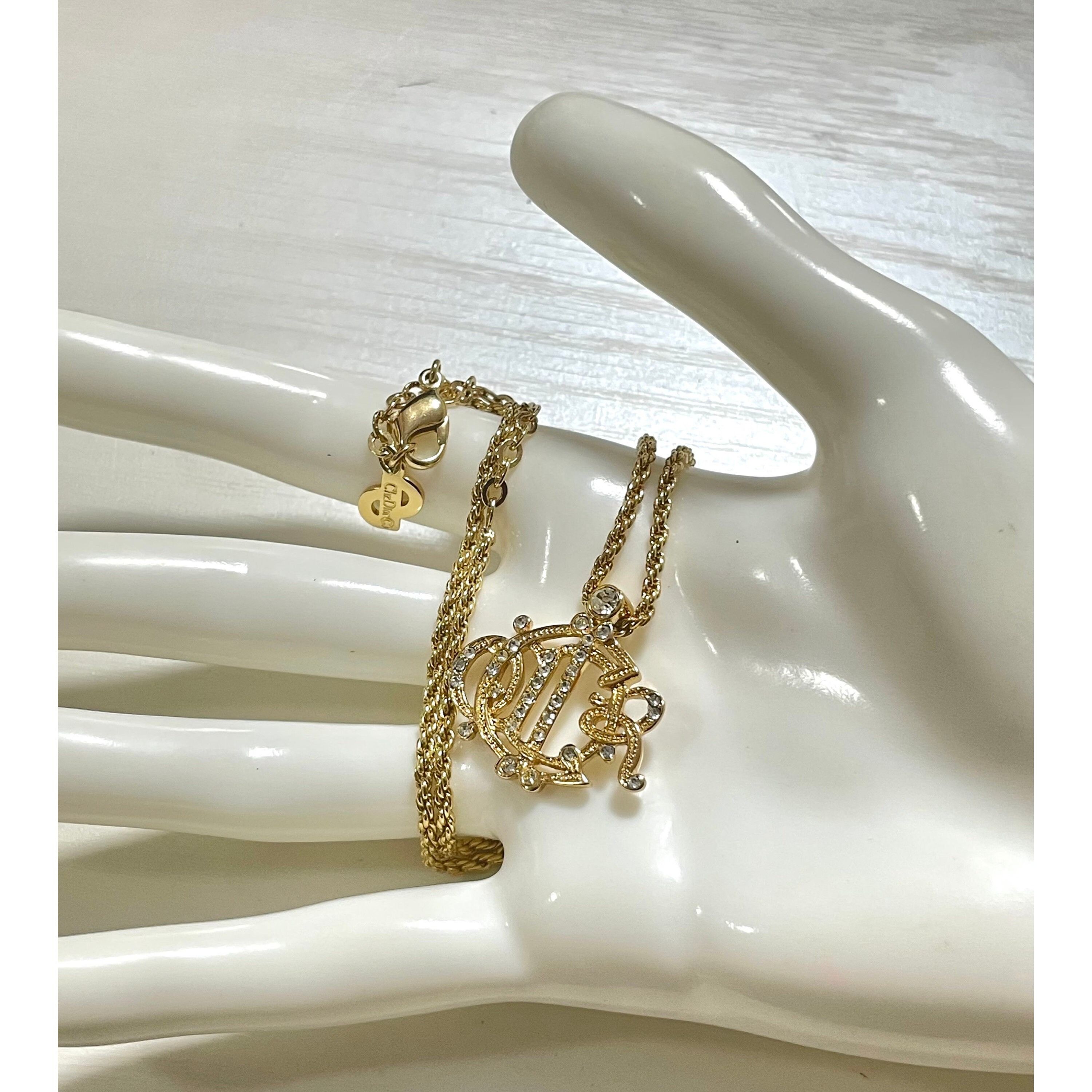 Dior MINT. Vintage Christian Dior golden detailed logo necklace Size ONE SIZE - 8 Thumbnail