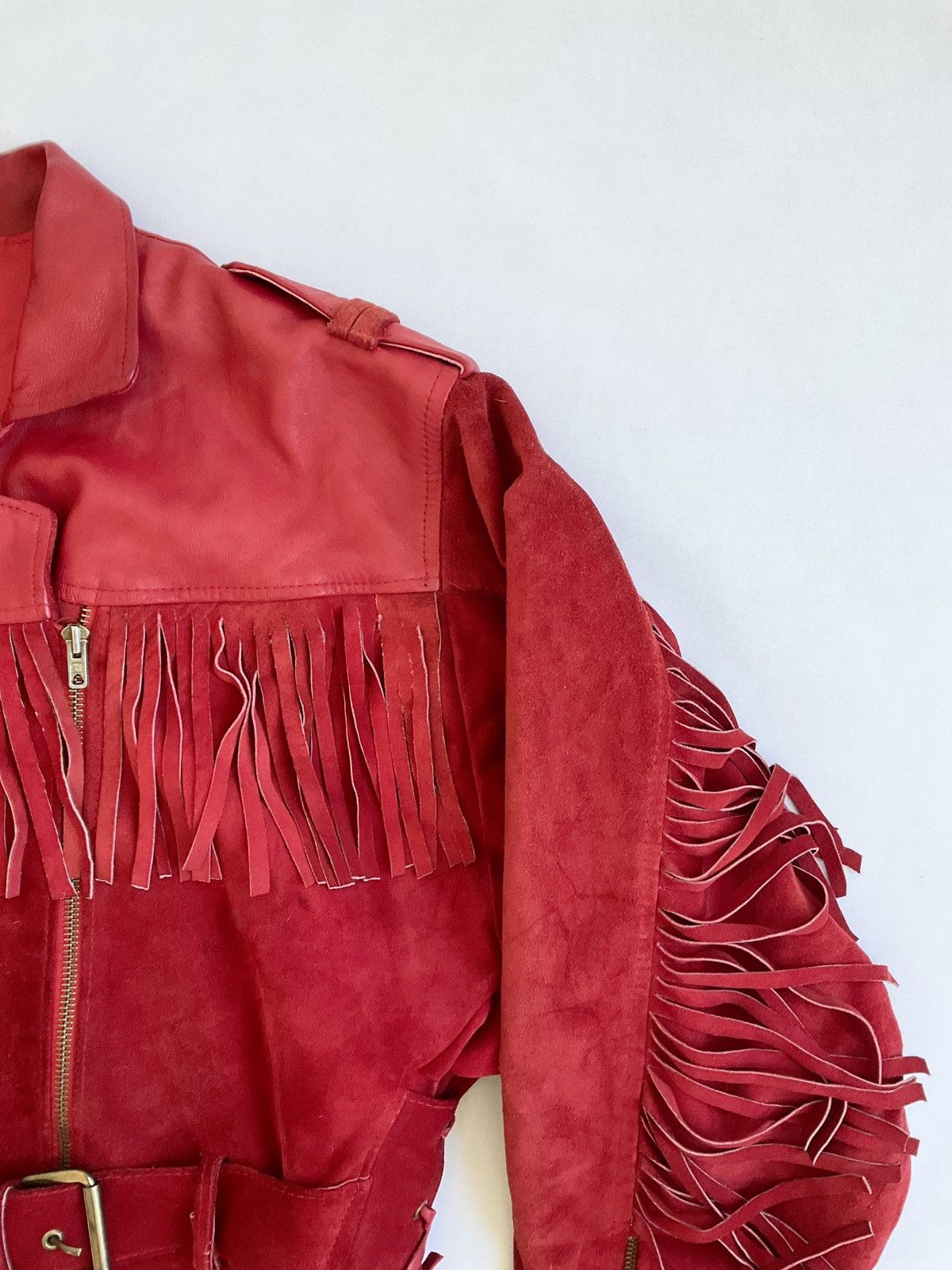 Vintage Vintage red leather jacket with bangs Size L / US 10 / IT 46 - 5 Thumbnail