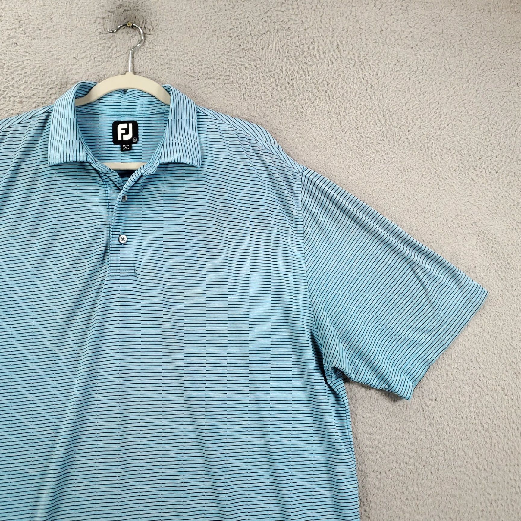 Footjoy FootJoy Polo Shirt Mens XL Blue Black Pinstripe Tech Stretch Performance FJ Size US XL / EU 56 / 4 - 3 Thumbnail
