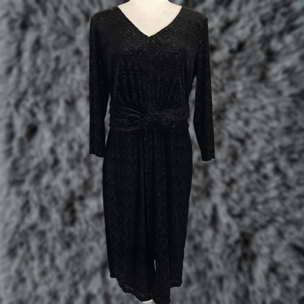 talbots black dresses Black Flared Sleeve V-Neck Midi Dress main image 1