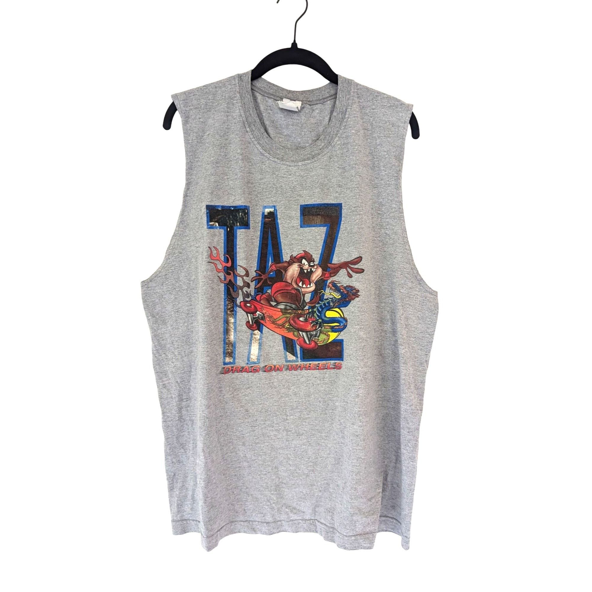 Vintage Vintage Looney Tunes Mens Gray Taz Racing Drag On Wheels Sle Size US XL / EU 56 / 4 - 1 Thumbnail