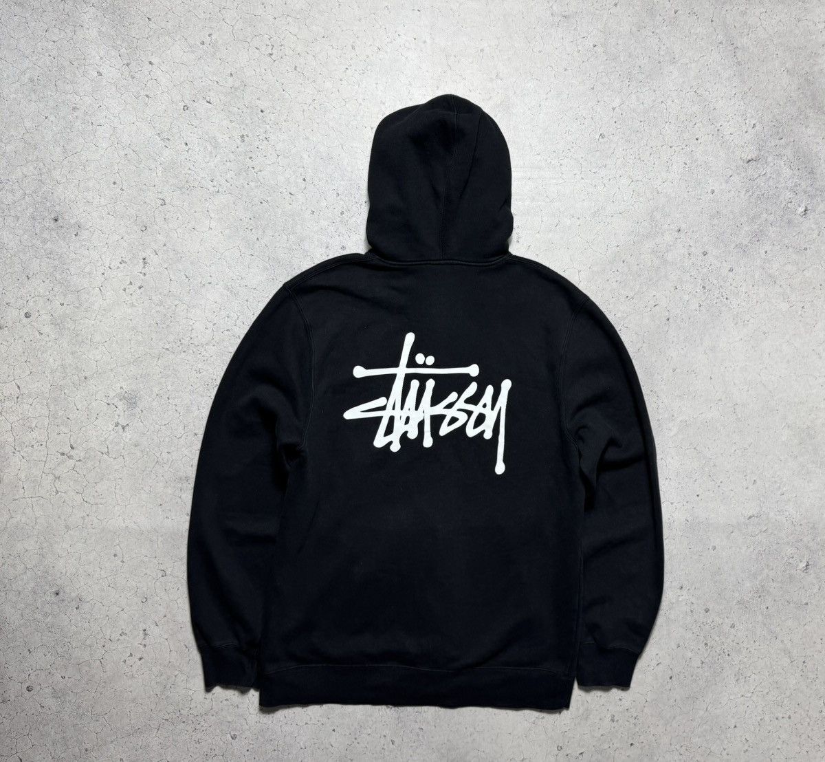 Stussy Vintage Zip Hoodie Big Logo Black Size L SK8