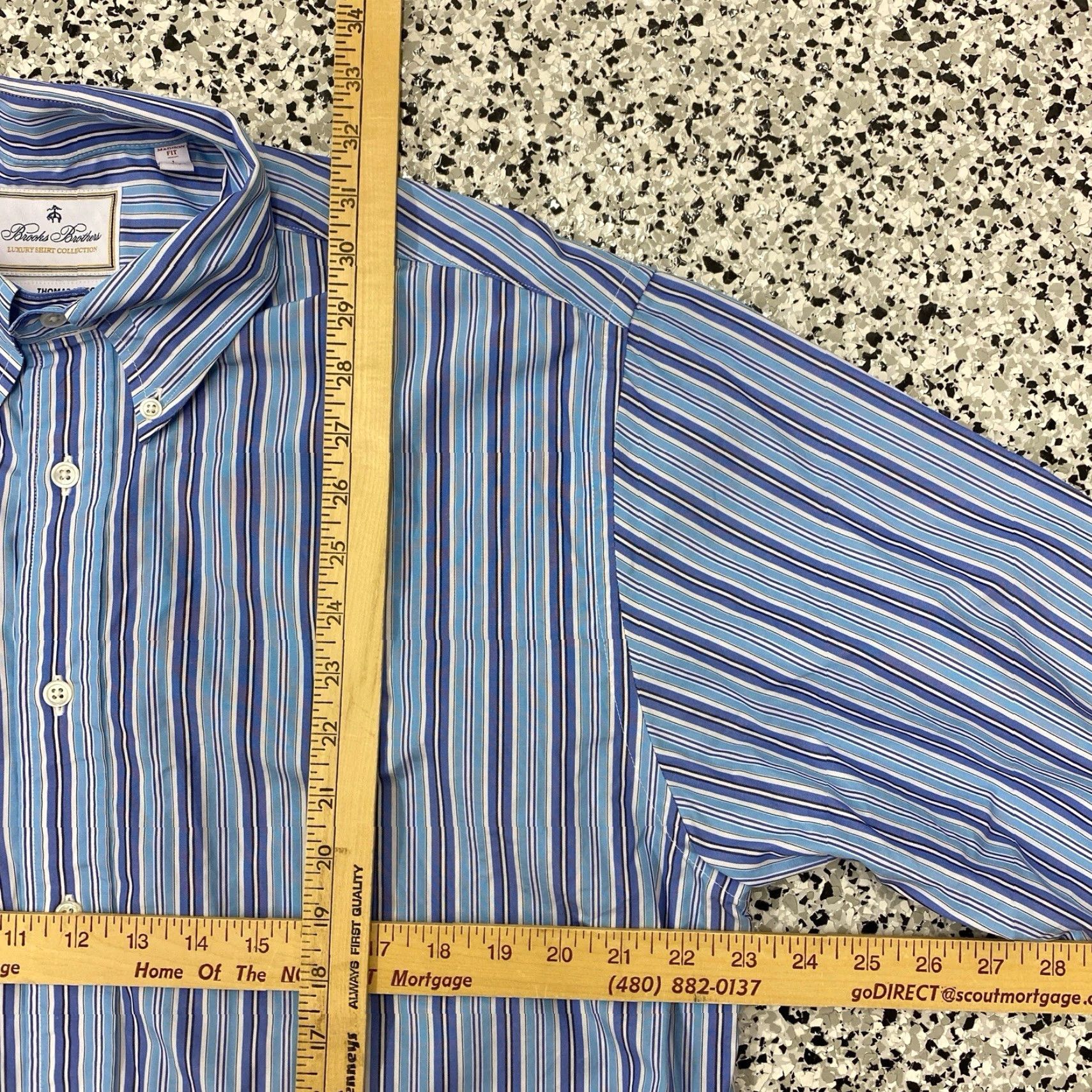 Brooks Brothers Brooks Brothers Mens Dress Shirt L White Stripe 16 Spread Collar Slim Long Sleeve Button Non Iron 100% Cotton Woven in Italy Size US L / EU 52-54 / 3 - 4 Thumbnail