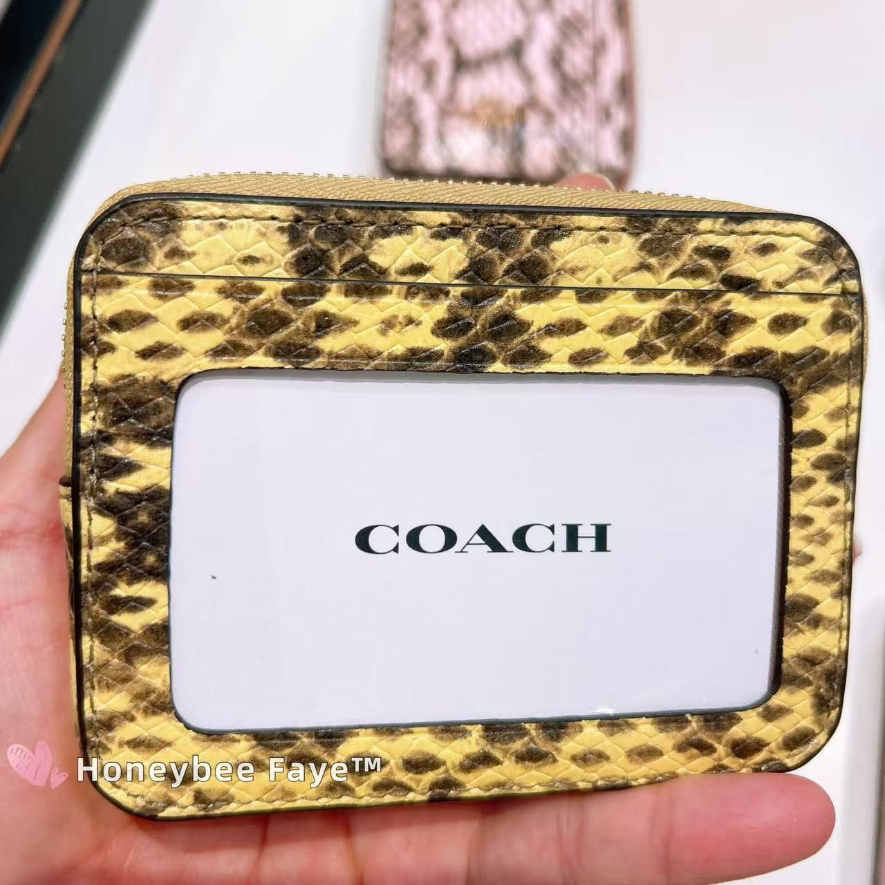 Coach Zip Card Case CEC53 Gold/Yellow Snake-embossed leather Size ONE SIZE - 3 Thumbnail