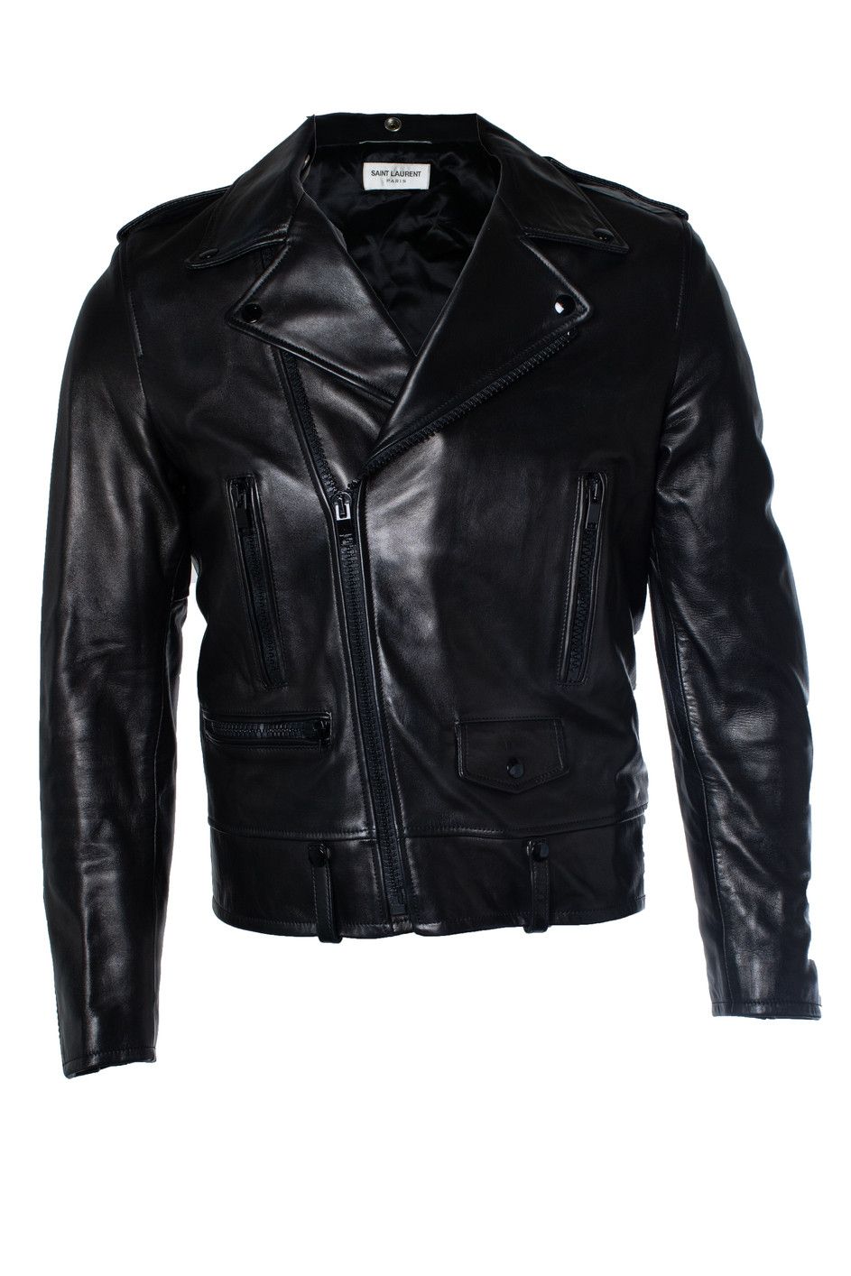 Saint Laurent black lamb leather biker jacket