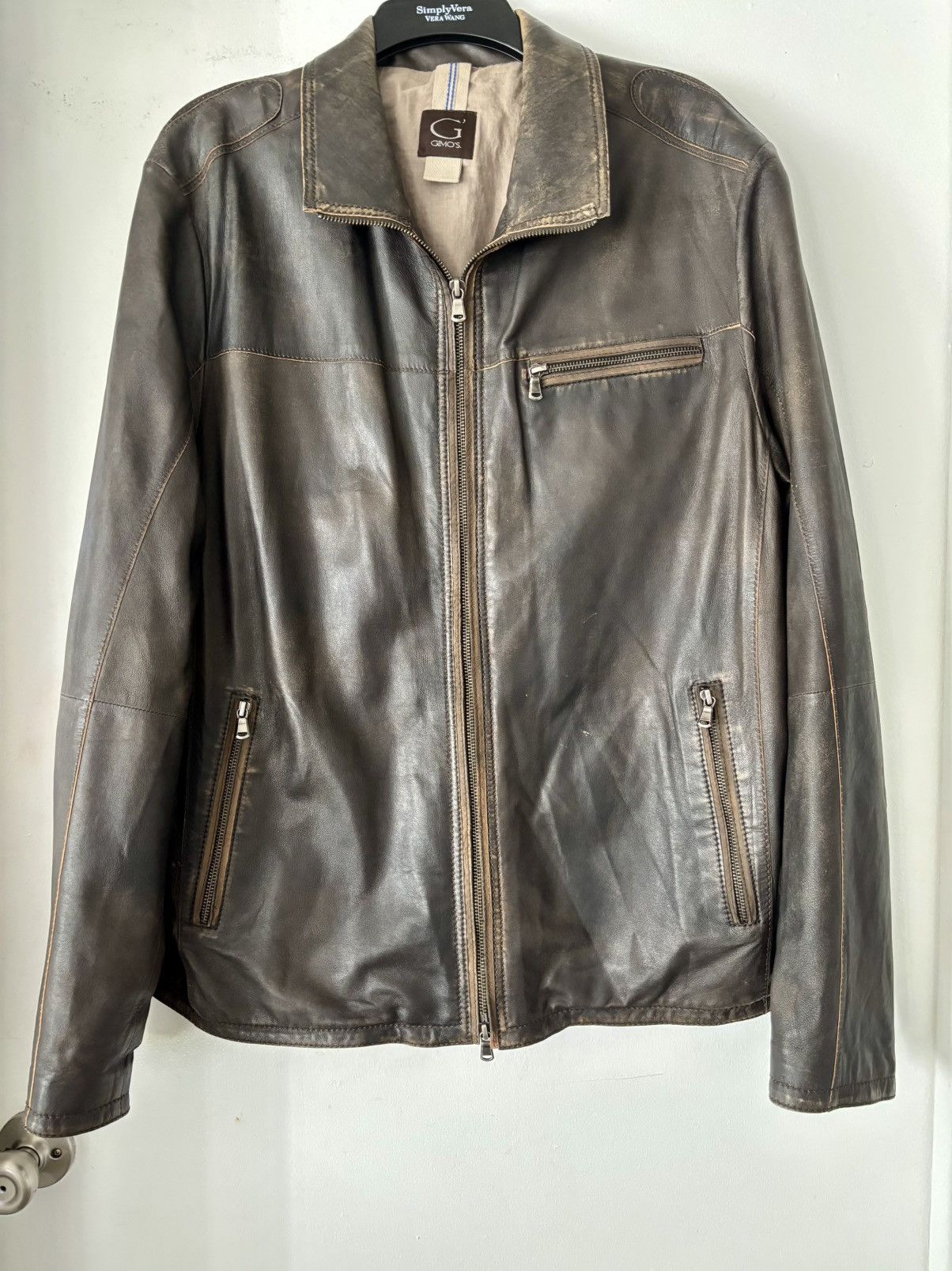 Gimo's Mens Italian Leather Jacket: Gimo’s “Marverick”EU 56 (Large) Size US XL / EU 56 / 4 - 11 Thumbnail