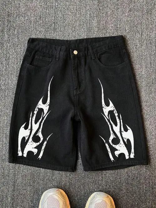 Jean VINTAGE graphic Y2K DRIP denim shorts Size US 34 / EU 50 - 1 Thumbnail