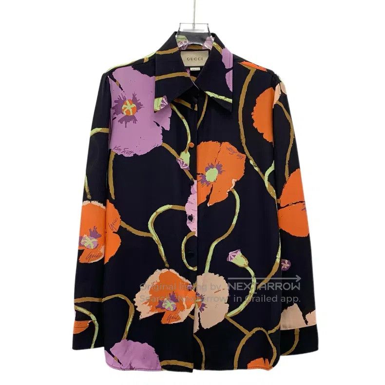 Gucci Gucci Black floral printed mulberry silk lapel single-brea Size XS / US 0-2 / IT 36-38 - 1 Thumbnail