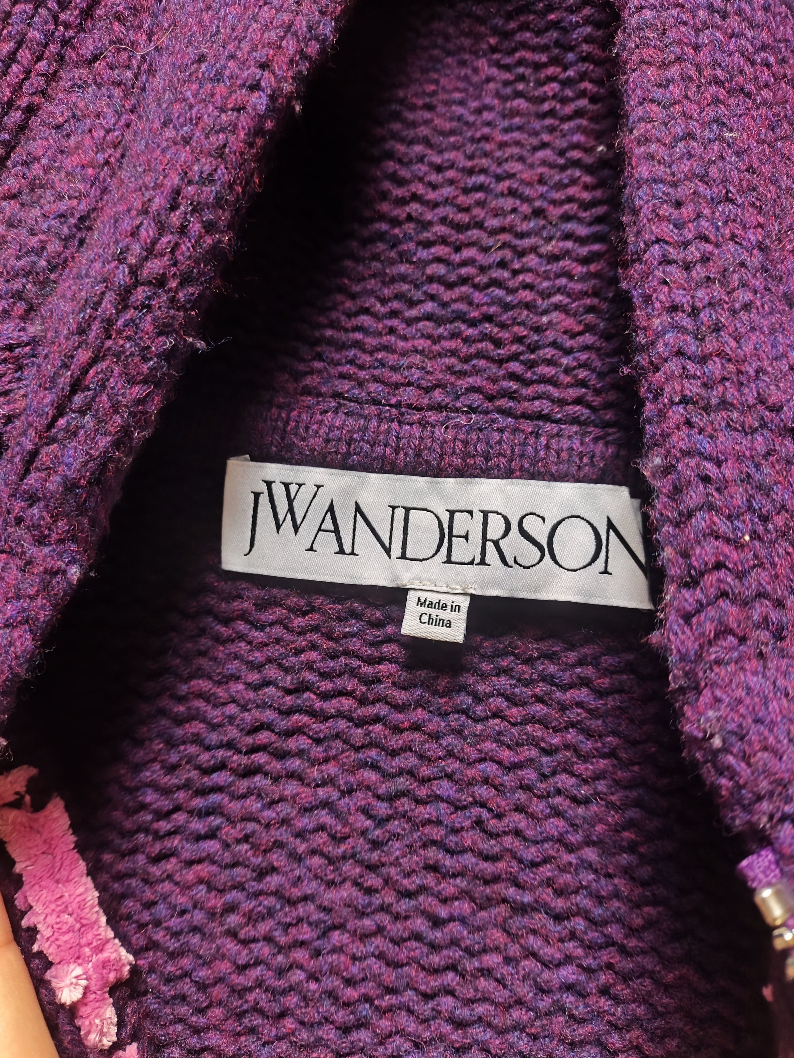 JW Anderson AW24 Purple Anchor zip knitted sweater hoodie Size US M / EU 48-50 / 2 - 2 Thumbnail