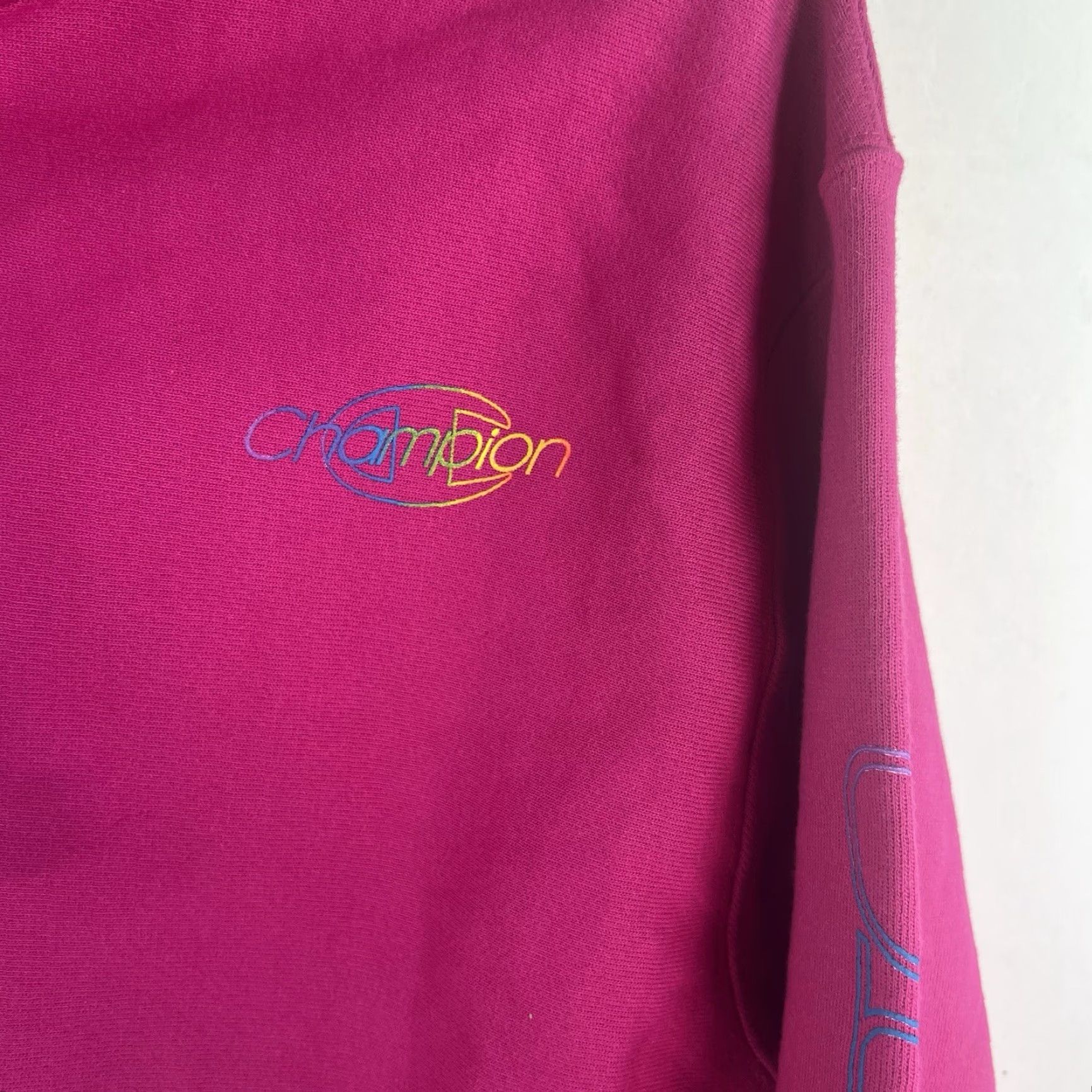 Champion Champion Reverse Weave Hoodie Womens L Pink Spell Out Cropped Pullover Sweatshirt Size L / US 10 / IT 46 - 2 Thumbnail