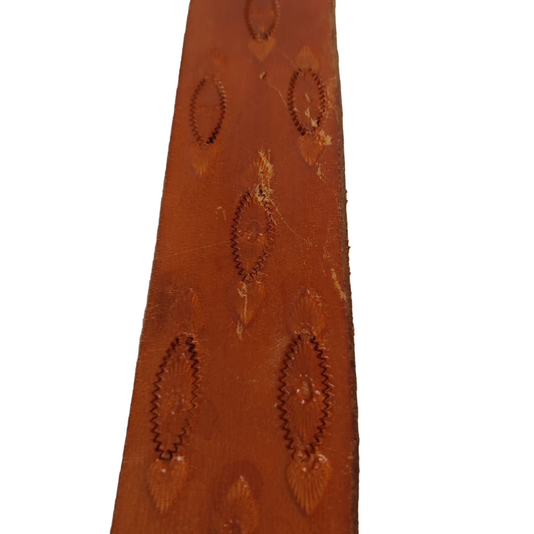 Vintage VINTAGE Tooled Leather Belt Western 1.5" Wide Regular Men 33.25"-38.5" Brown Handcrafted __No Buckle__ Bands—Hand Tooled, Western Theme Size ONE SIZE - 7 Thumbnail