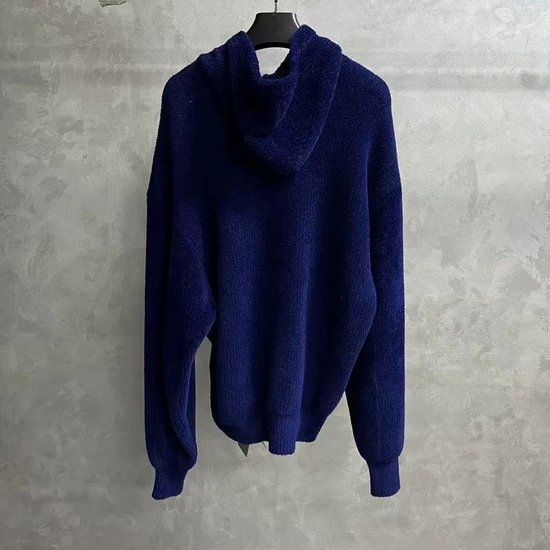 Balenciaga Balenciaga Navy Blue Fleece Embroidered Knit Hoodie Size US S / EU 44-46 / 1 - 2 Thumbnail