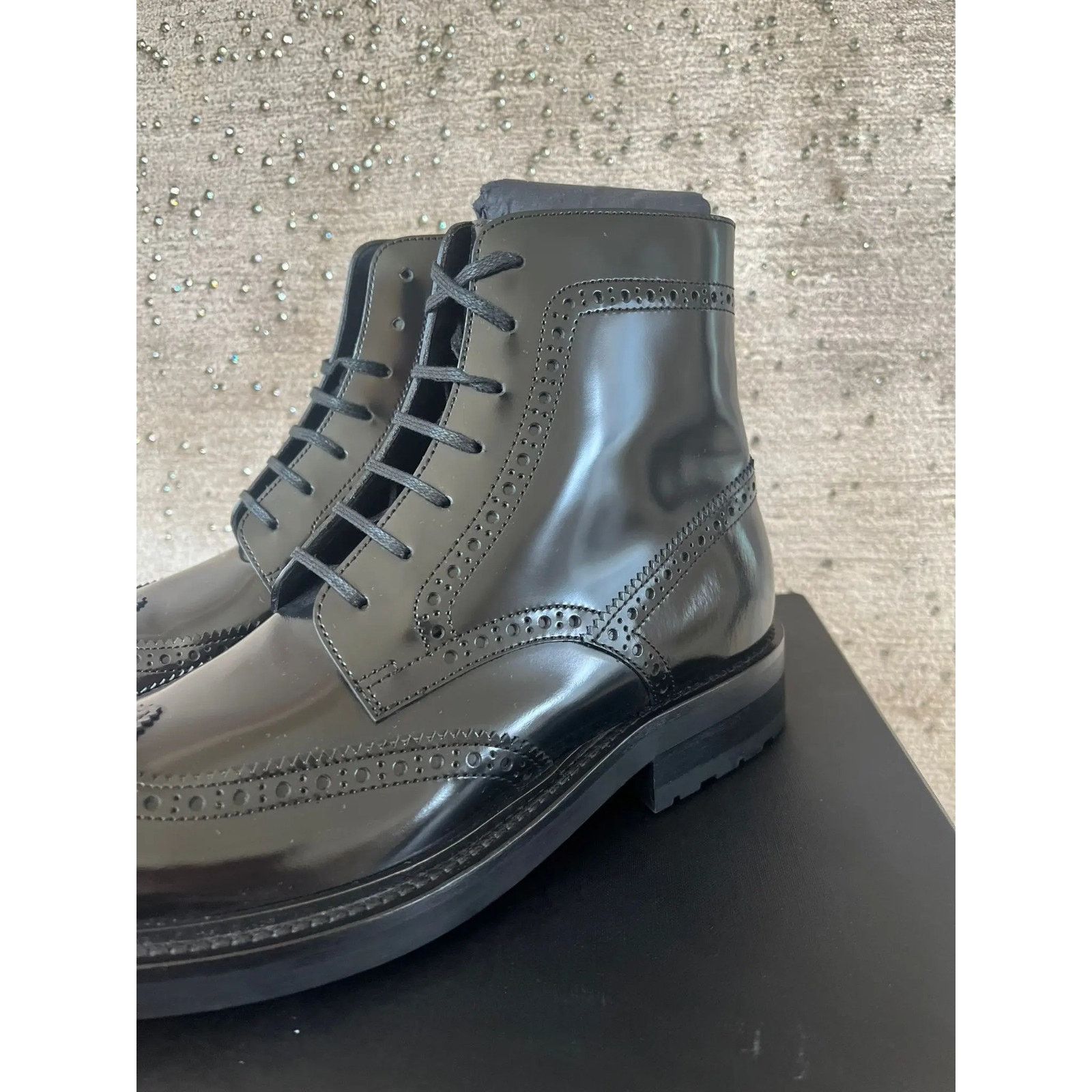 Saint Laurent Paris o1rshd1 Embroidered Army 20 Lace Up Boots in Ketta in Black Size US 7 / EU 40 - 4 Thumbnail
