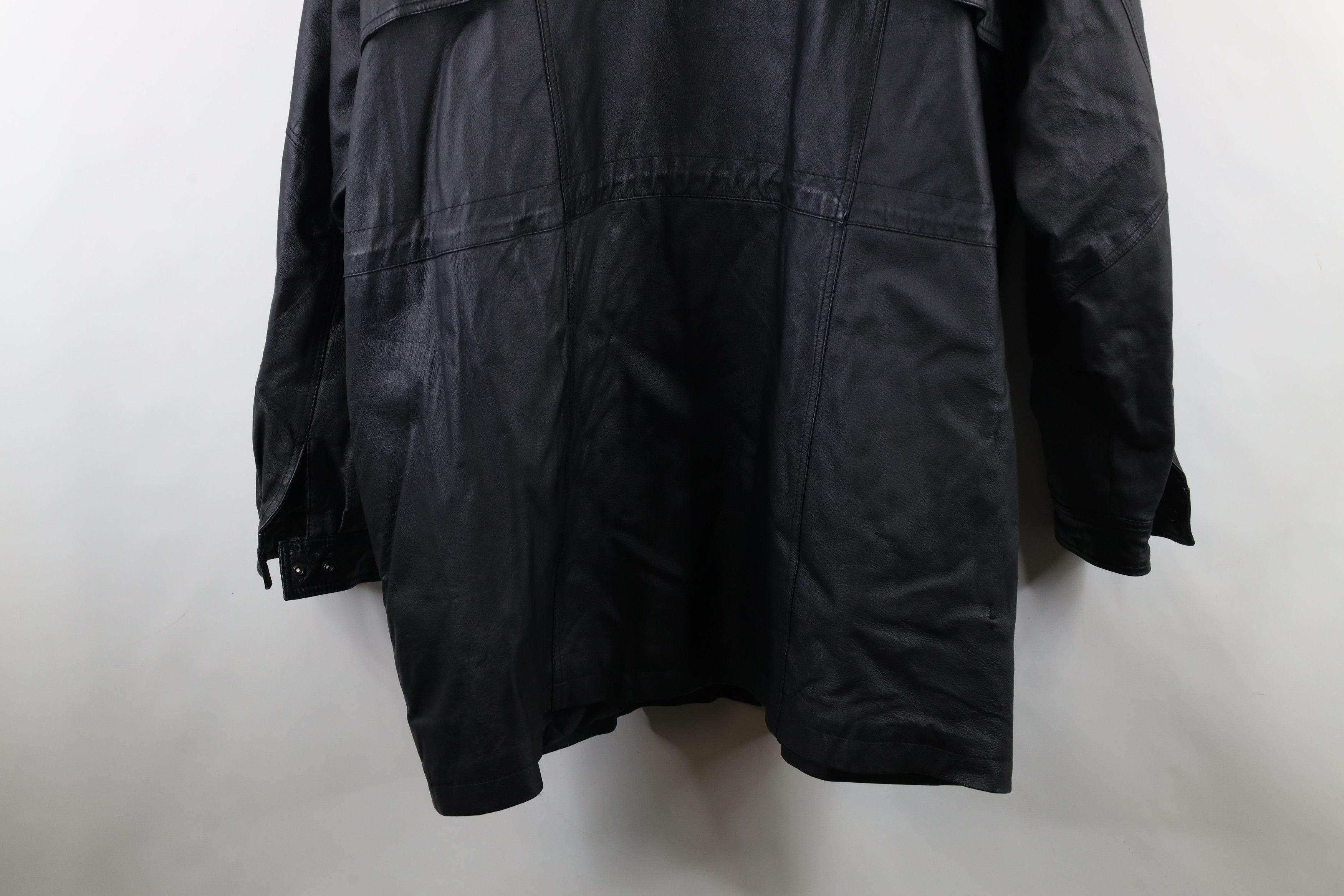 Vintage Vintage 90s Streetwear Leather Full Zip Parka Jacket Black Size US XXL / EU 58 / 5 - 16 Thumbnail