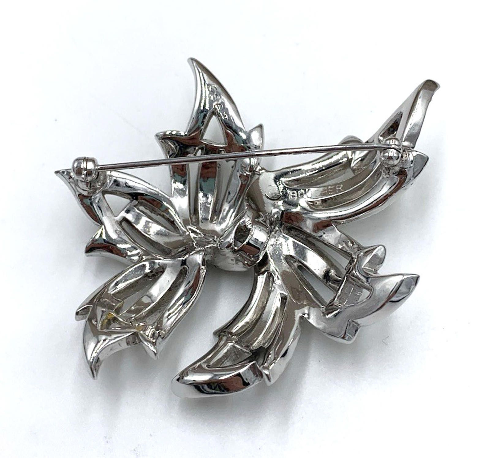 Other Marcel Boucher Rhodium Plated Clear Rhinestone Leaf Brooch Size ONE SIZE - 3 Thumbnail