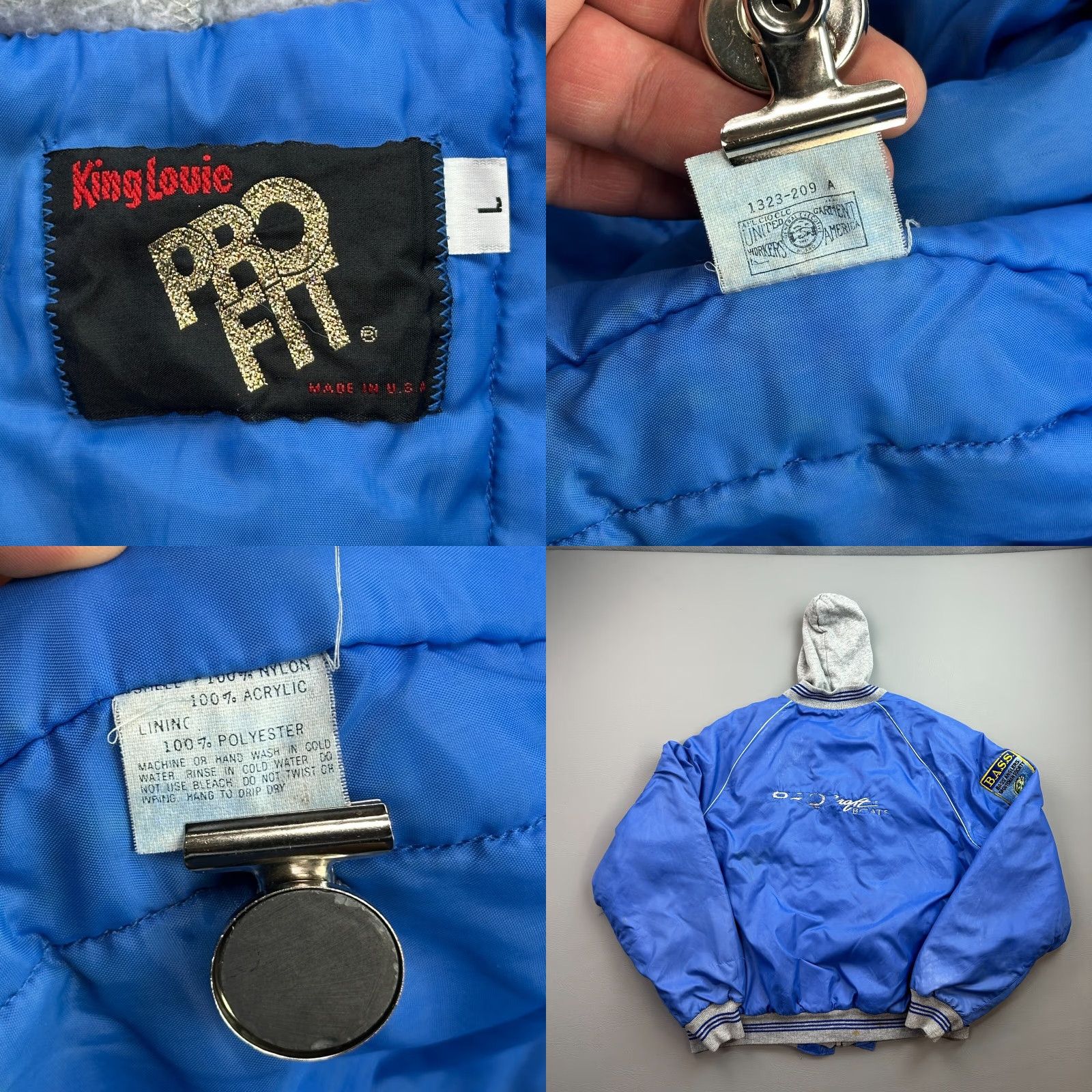 Vintage VINTAGE King Louie Pro Fit Jacket Mens L Bomber USA Blue 90s Classic Outdoor Logo Zipper Hooded Pockets Satin Nylon Spring Fall Winter Size US L / EU 52-54 / 3 - 9 Thumbnail