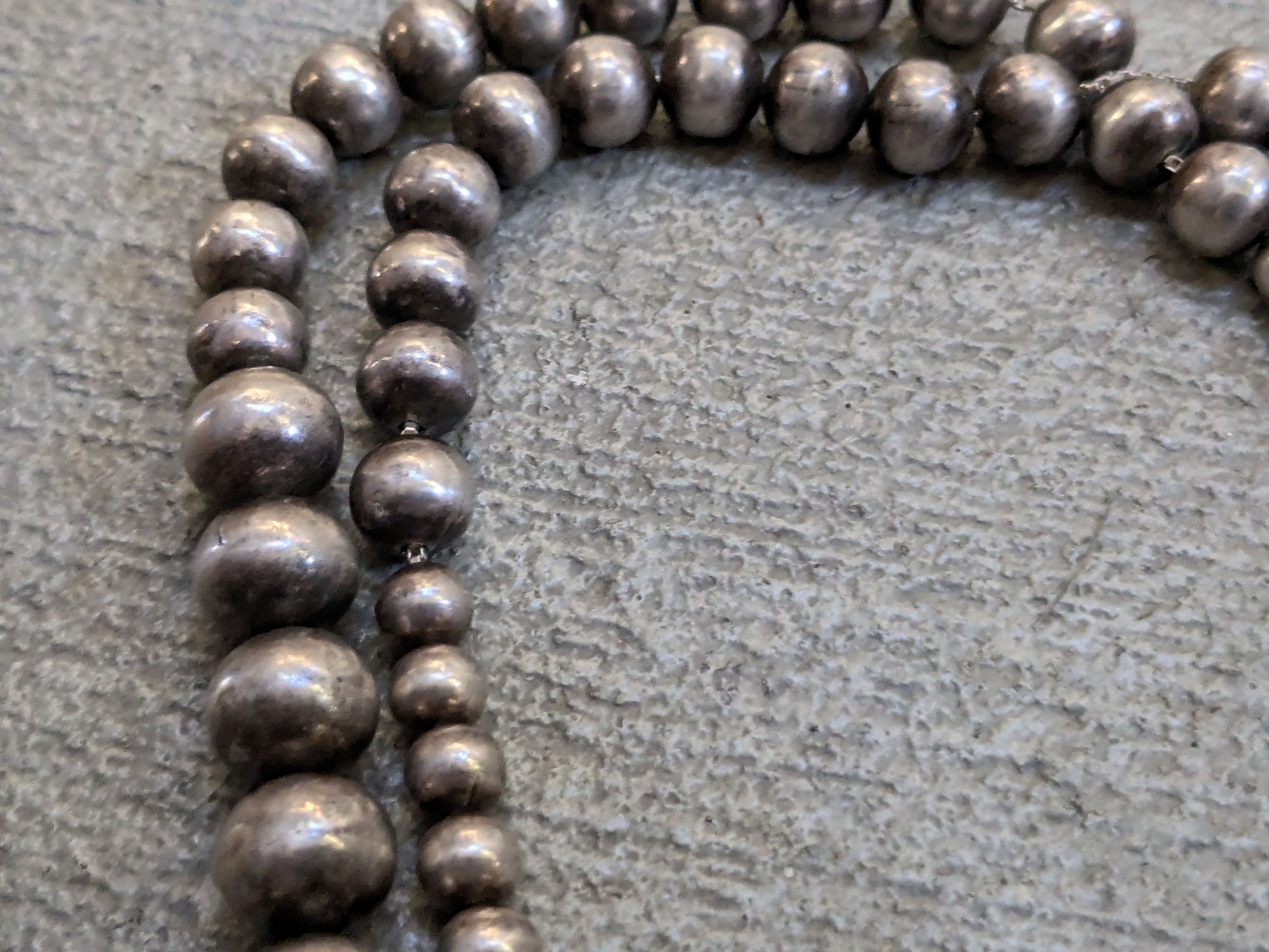 Sterling Silver Sterling Silver Necklace Ball Round Graduated Beads 32" Size ONE SIZE - 5 Thumbnail