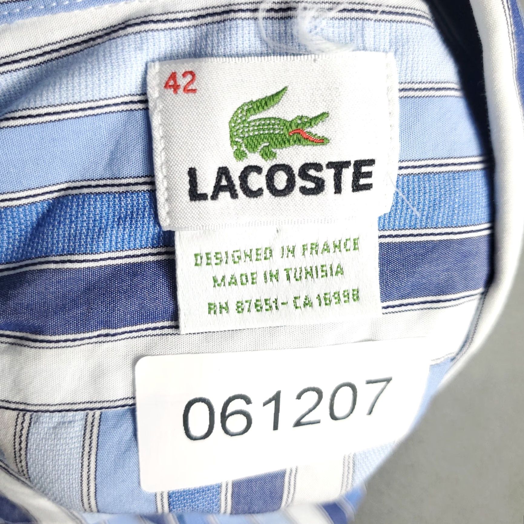 Lacoste Lacoste Button-Up Shirt Mens Size 42 Blue Striped Long Sleeve Casual Modern Size US XL / EU 56 / 4 - 8 Thumbnail