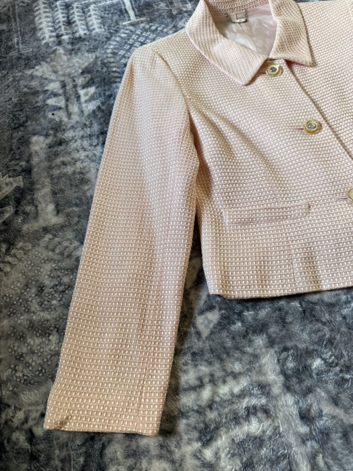 Courreges Vintage Couregges Pastel Pink Cropped Tweed Blazer Jacket Size M / US 6-8 / IT 42-44 - 6 Thumbnail