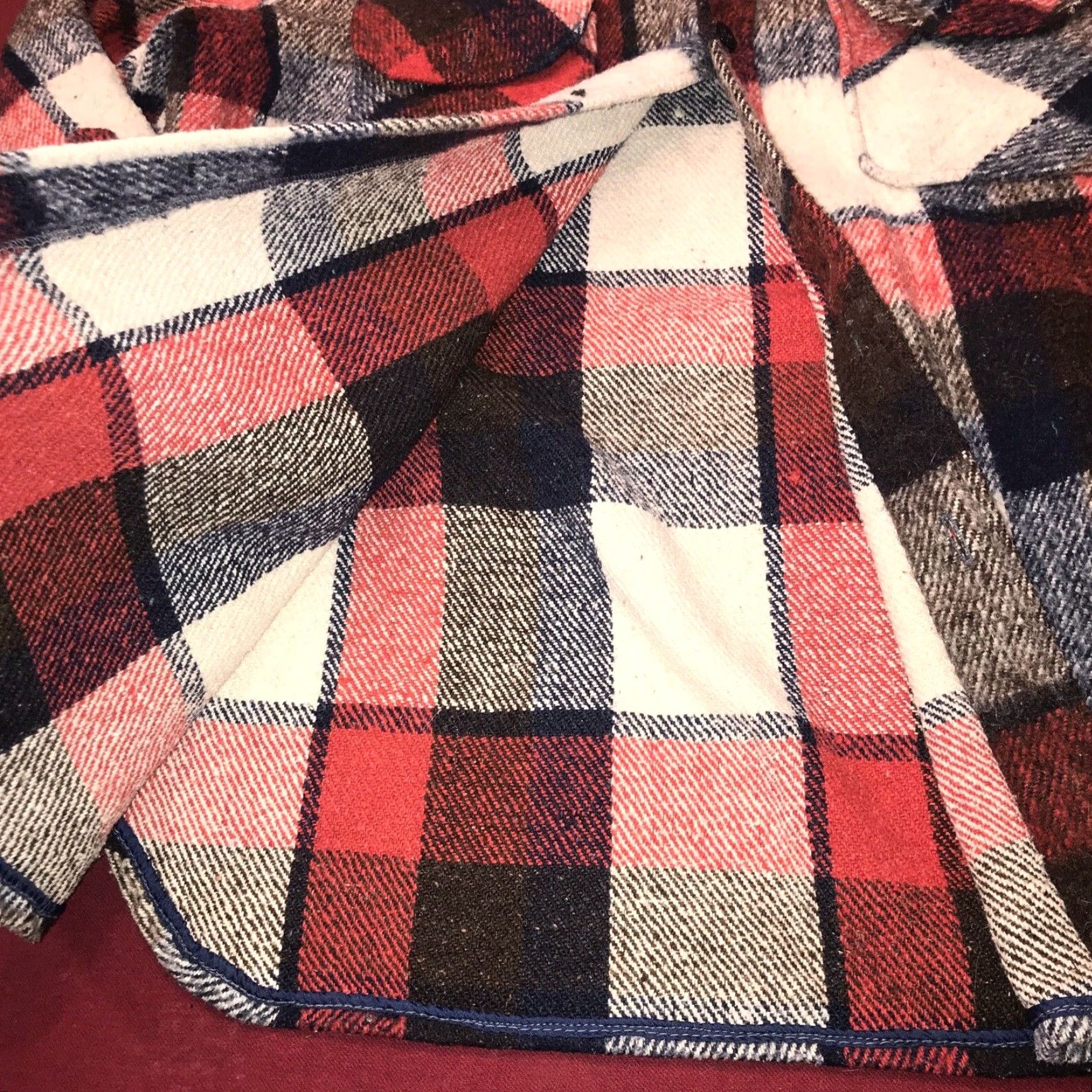 Vintage VINTAGE Montgomery Ward CPO Shirt Jacket Wool Linen Plaid Wool Blend 1970s Medium Mens Red Blue Size US M / EU 48-50 / 2 - 5 Thumbnail