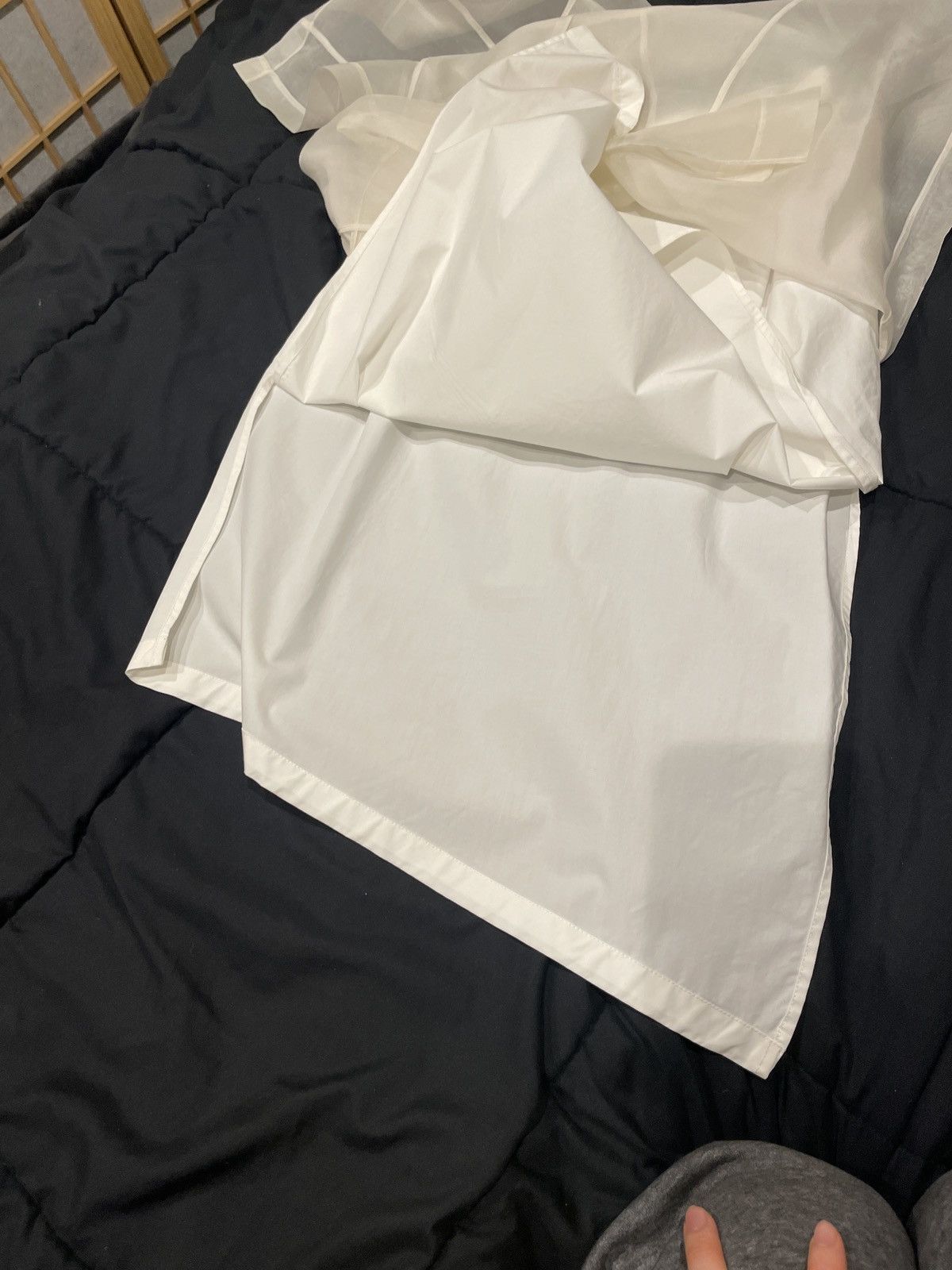 Japanese Brand double fable skirt with white sheer fabric overlayed Size 23" - 5 Thumbnail