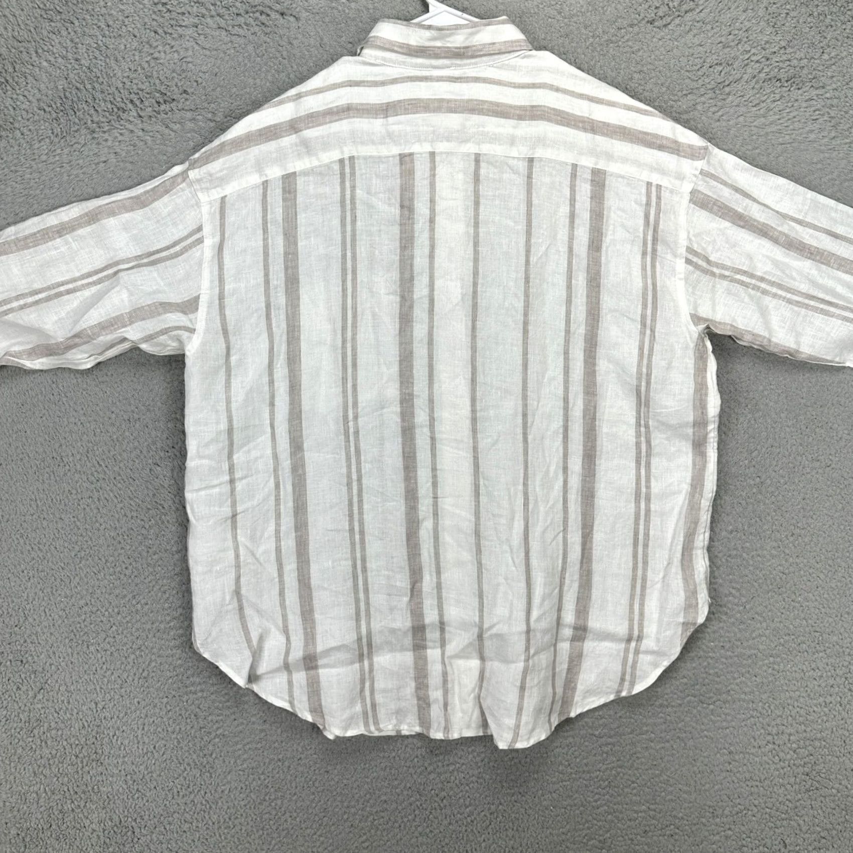 H&M H&M Womens Linen Button Up Shirt Large White Brown Striped Long Sleeve Top NEW Size L / US 10 / IT 46 - 3 Thumbnail