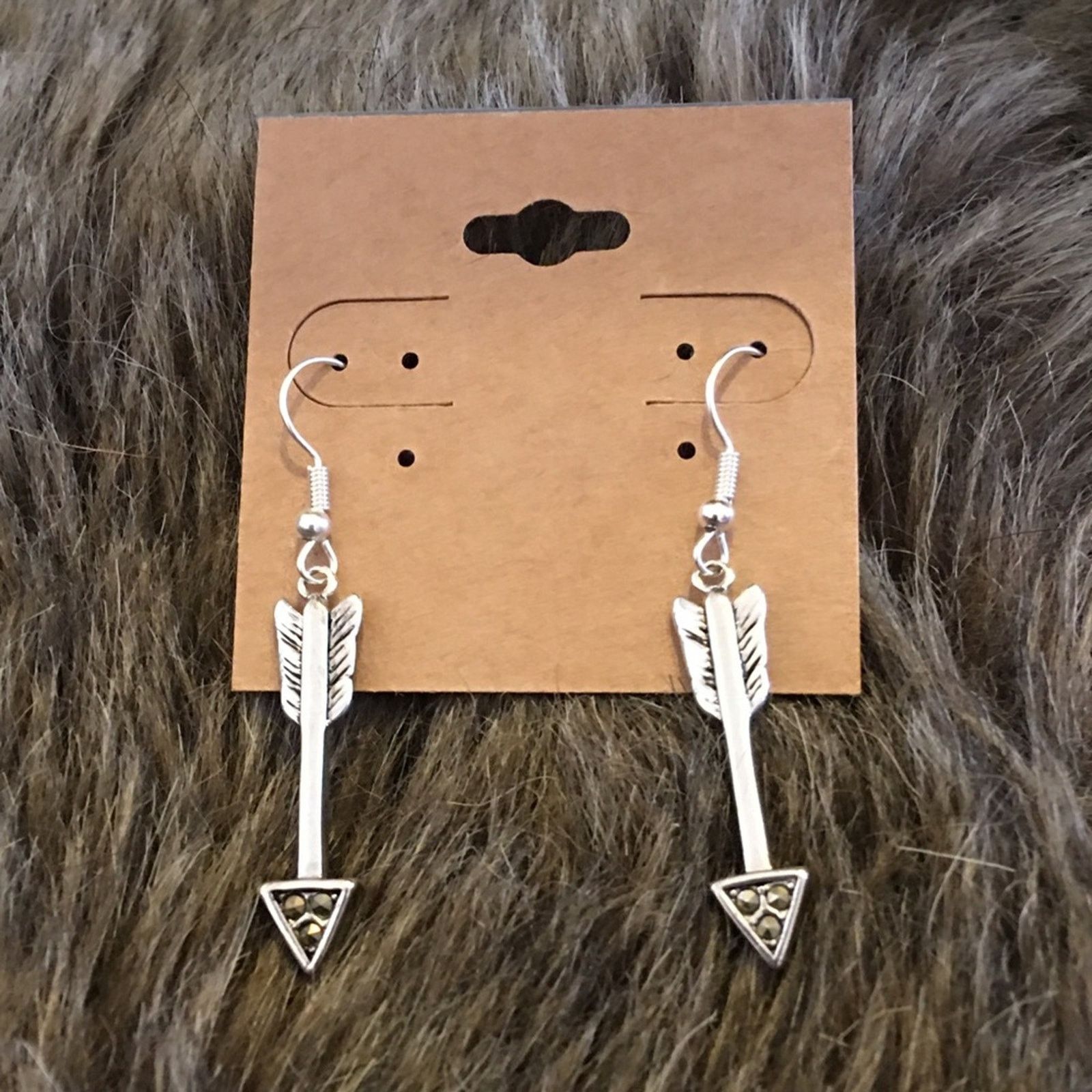 Jewelry Silver plated arrow with marcasite earrings Size ONE SIZE - 2 Thumbnail
