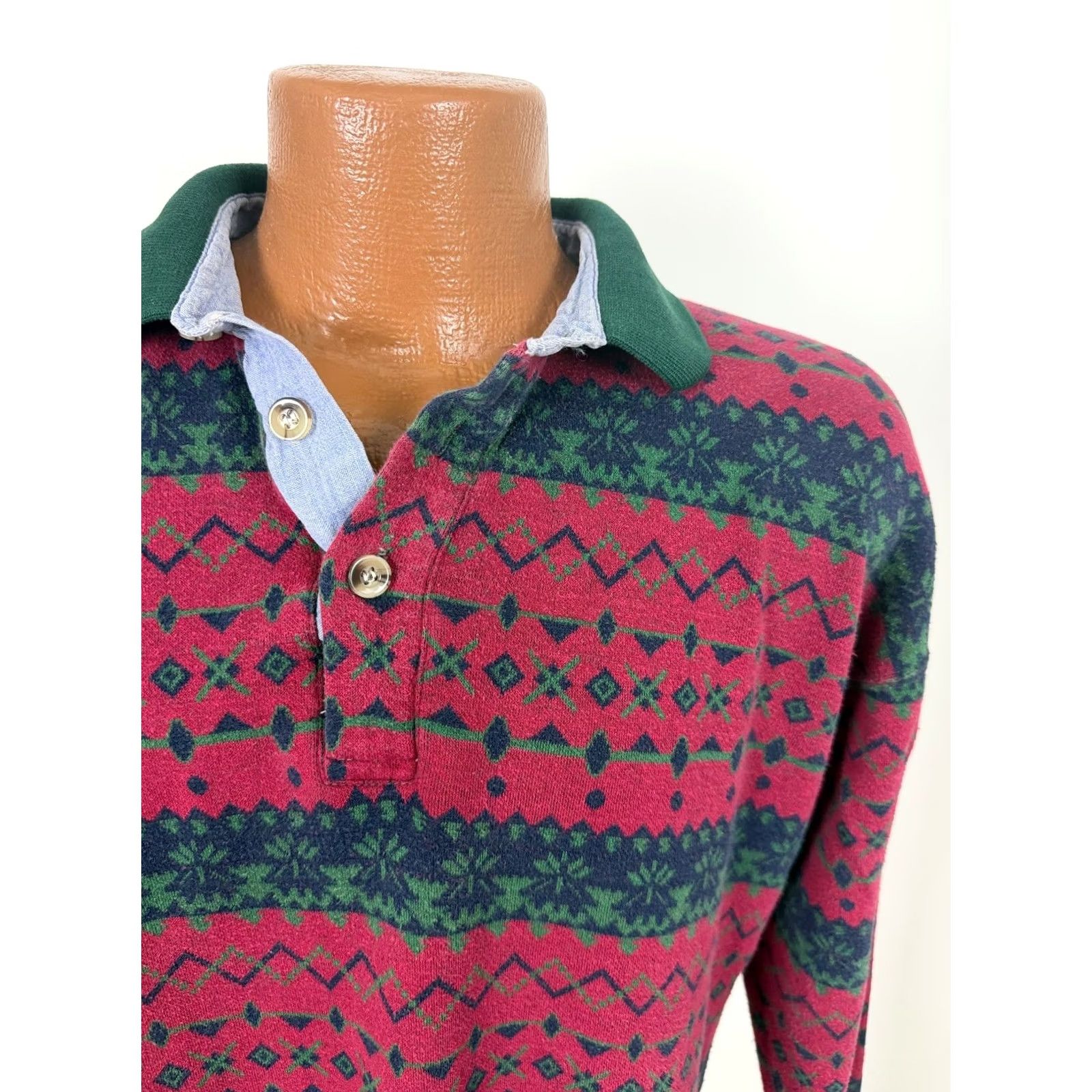 Vintage VINTAGE Ivy Club Polo Shirt Men M Geometric Red Navy Green 80s 90s - Shirt Mens M Red Green Navy Geometric 80s 90s Vintage Ivy Club Polo Shirt Size US M / EU 48-50 / 2 - 2 Thumbnail