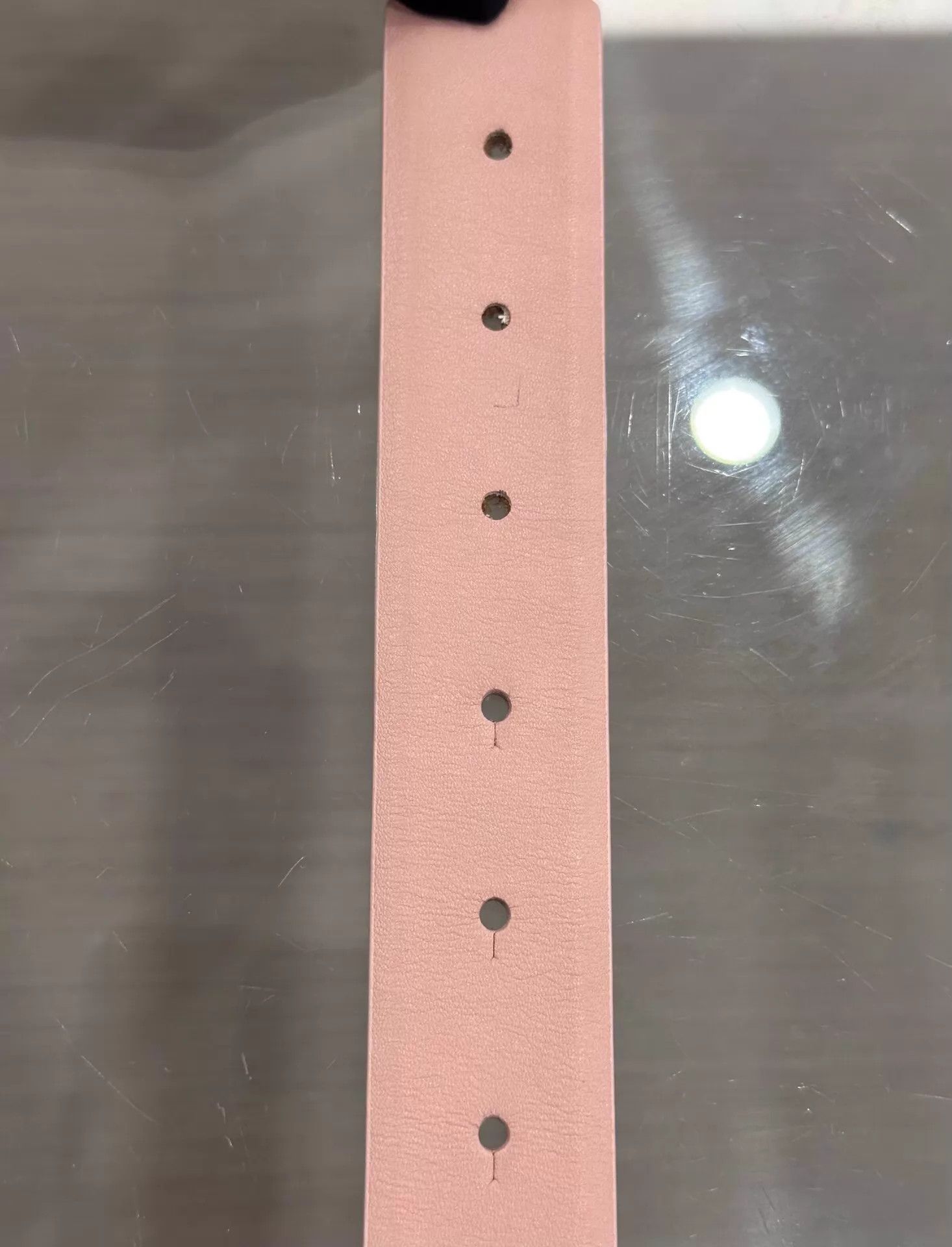 Chanel Chanel Pearl CC Silver Buckle Belt Pink Light Brown 3cm 75 Size ONE SIZE - 6 Thumbnail