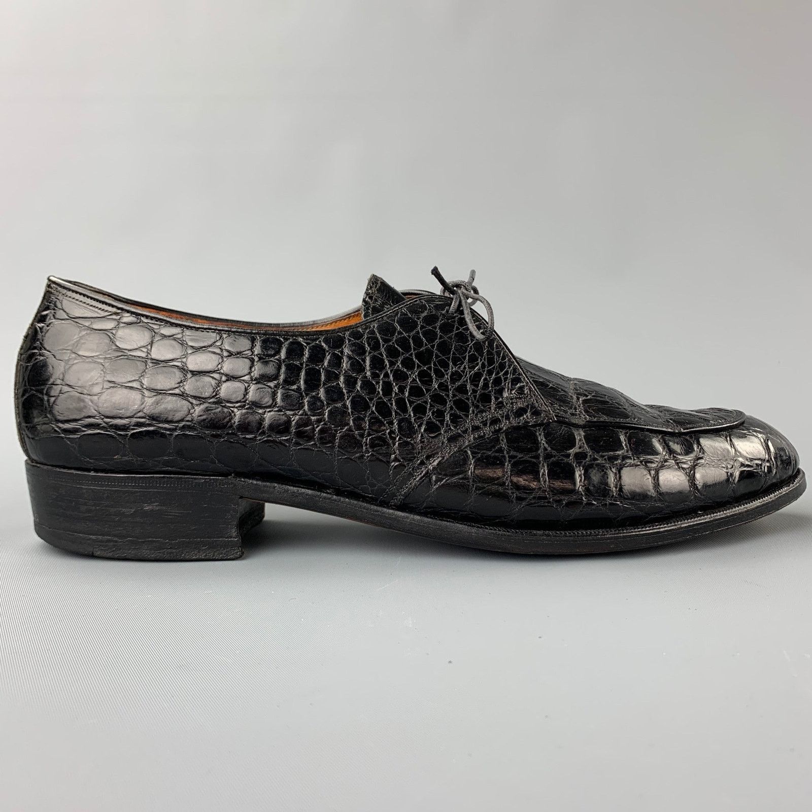 FLORSHEIM 9.5 Black Alligator Lace Up Custom Order Shoes