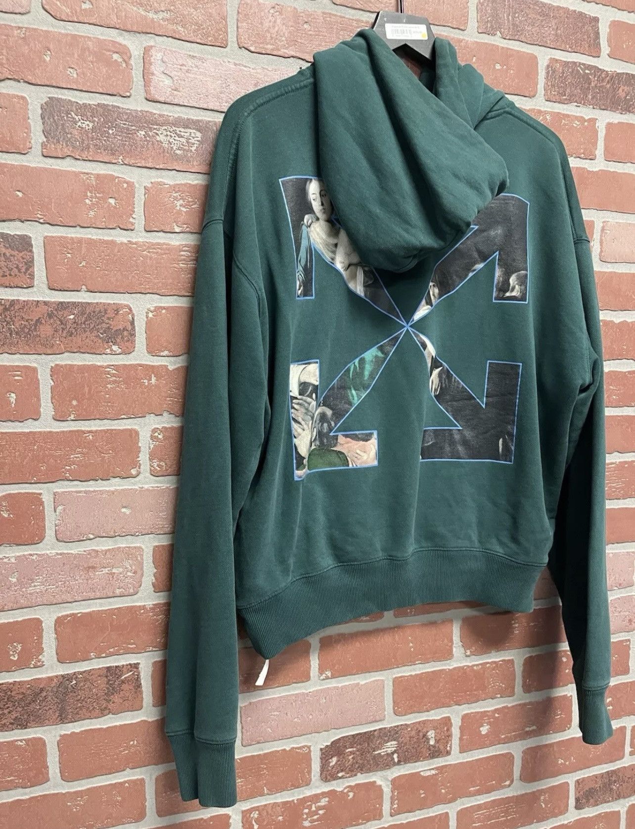 Off-White Size S - OFF-WHITE Oversize Caravaggio Painting Hoodie Green Size US S / EU 44-46 / 1 - 5 Thumbnail