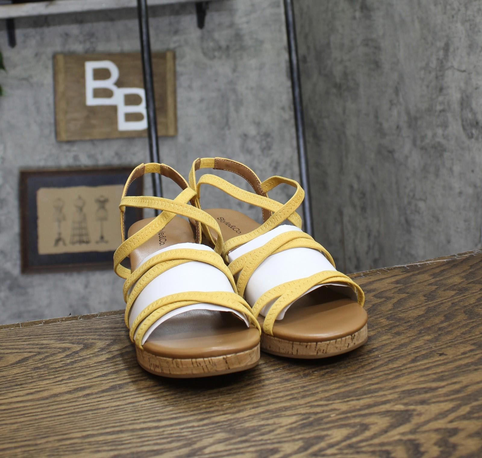 Style & Co Nwt Style & Co. Elastic Wedge Sandals Daffodil Yellow 11m Size US 11 / IT 41 - 3 Thumbnail
