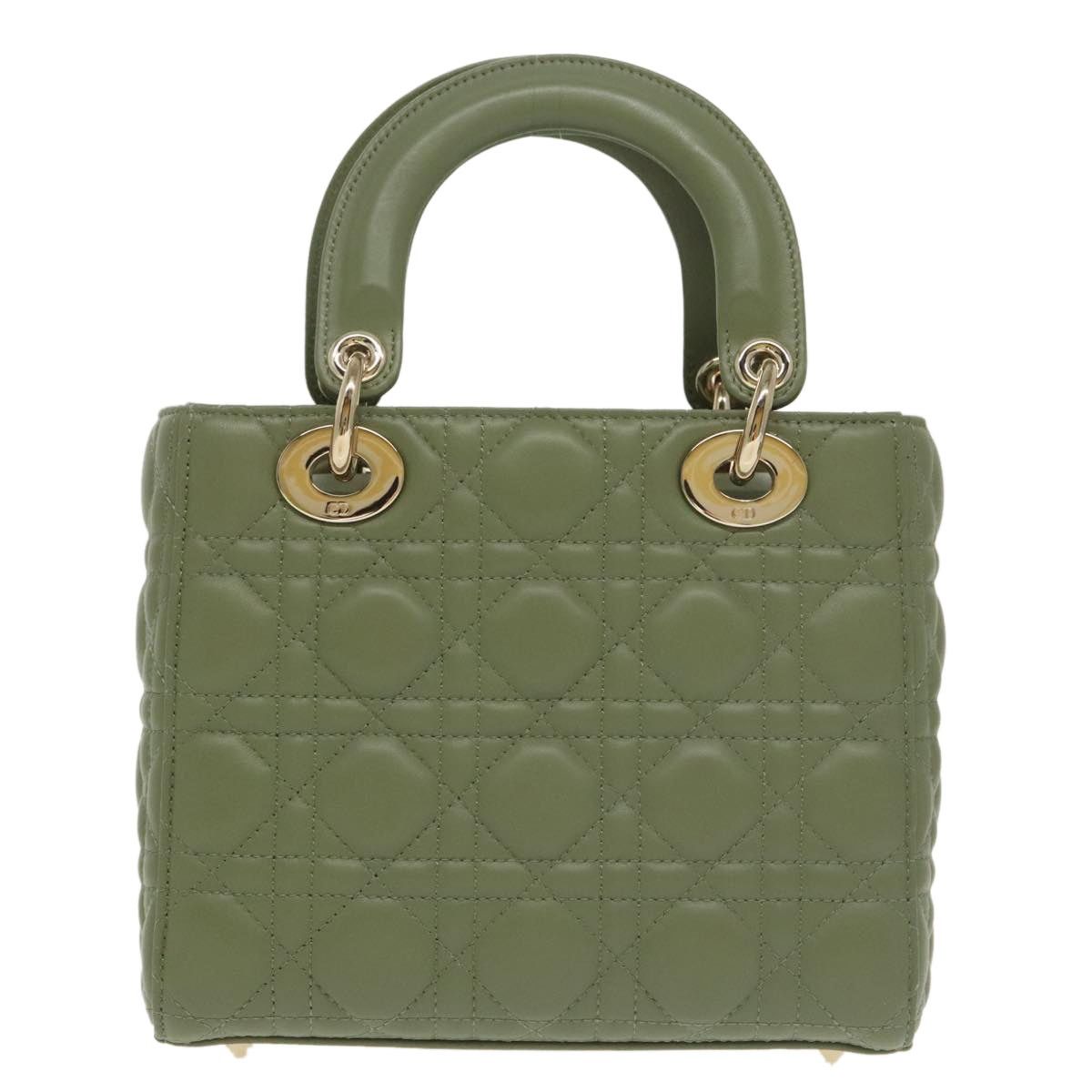 DIOR Canage Small Lady DIOR Bag Lamb Skin Green Gold