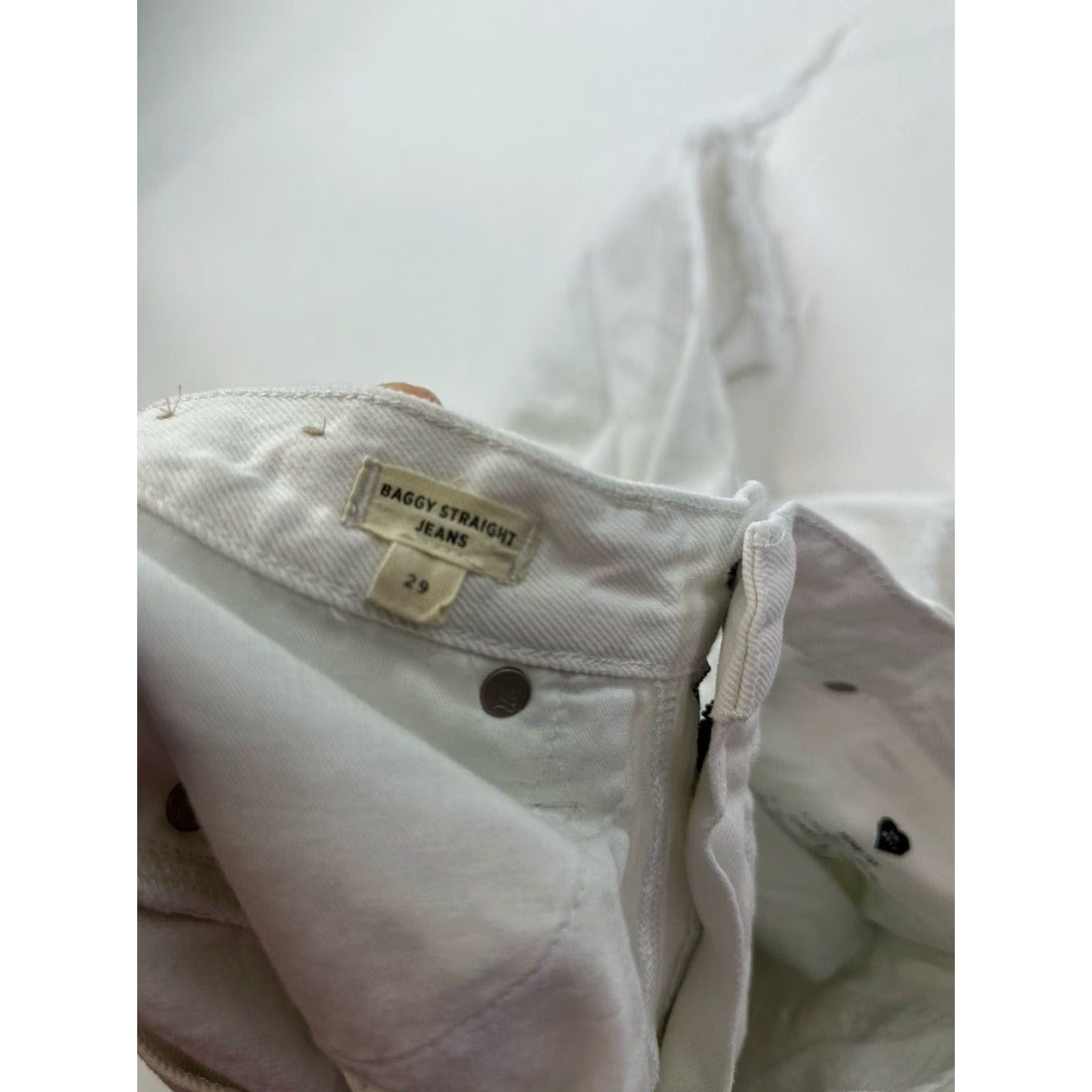 Madewell Madewell Jeans Women’s White 29 Baggy Straight Jeans Size 29" - 6 Thumbnail