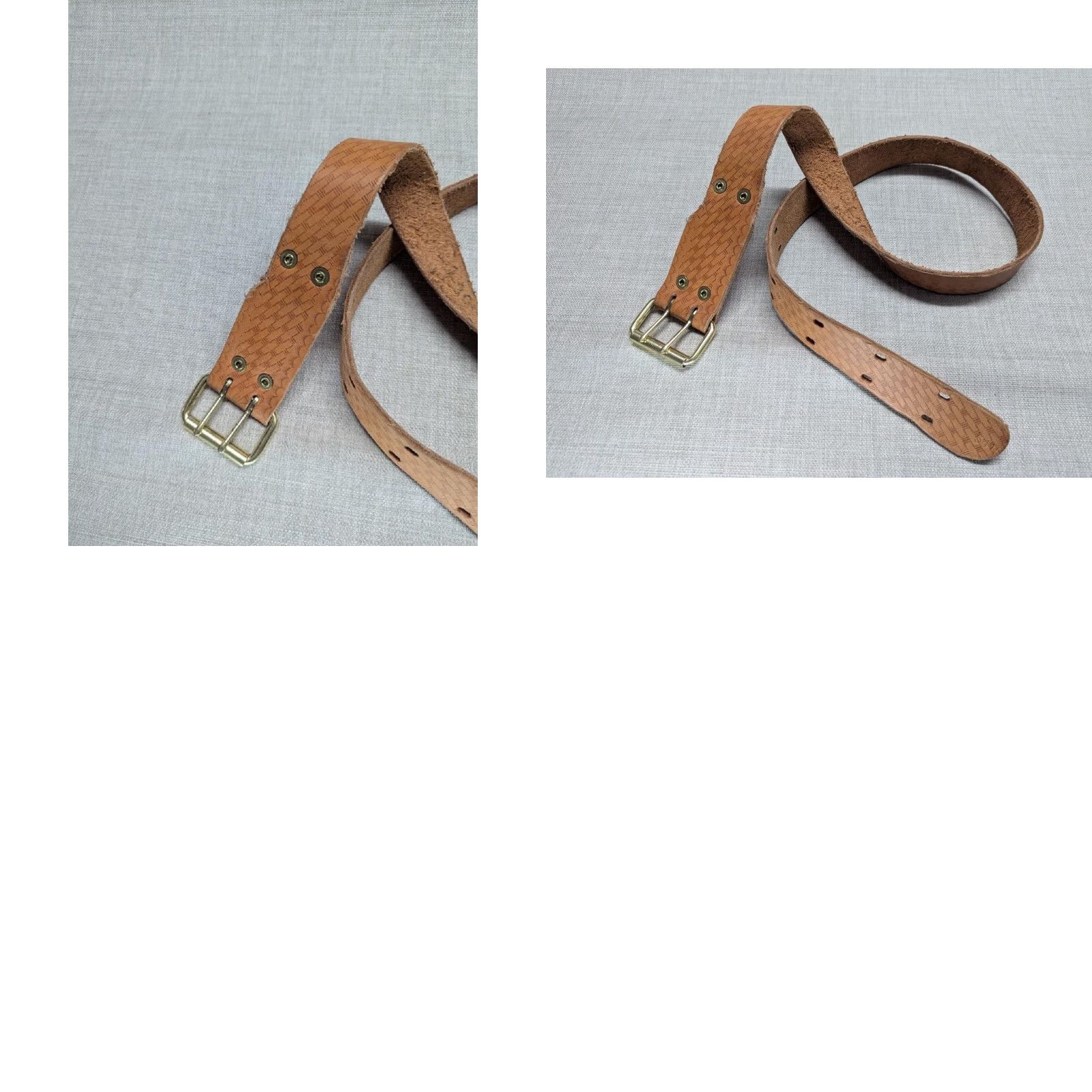 Vintage VINTAGE construction belt Tooled Brown Cowhide Leather 38 Belt Mens 2" wide, 44" total length, 34-42" holes Size 38 - 8 Thumbnail