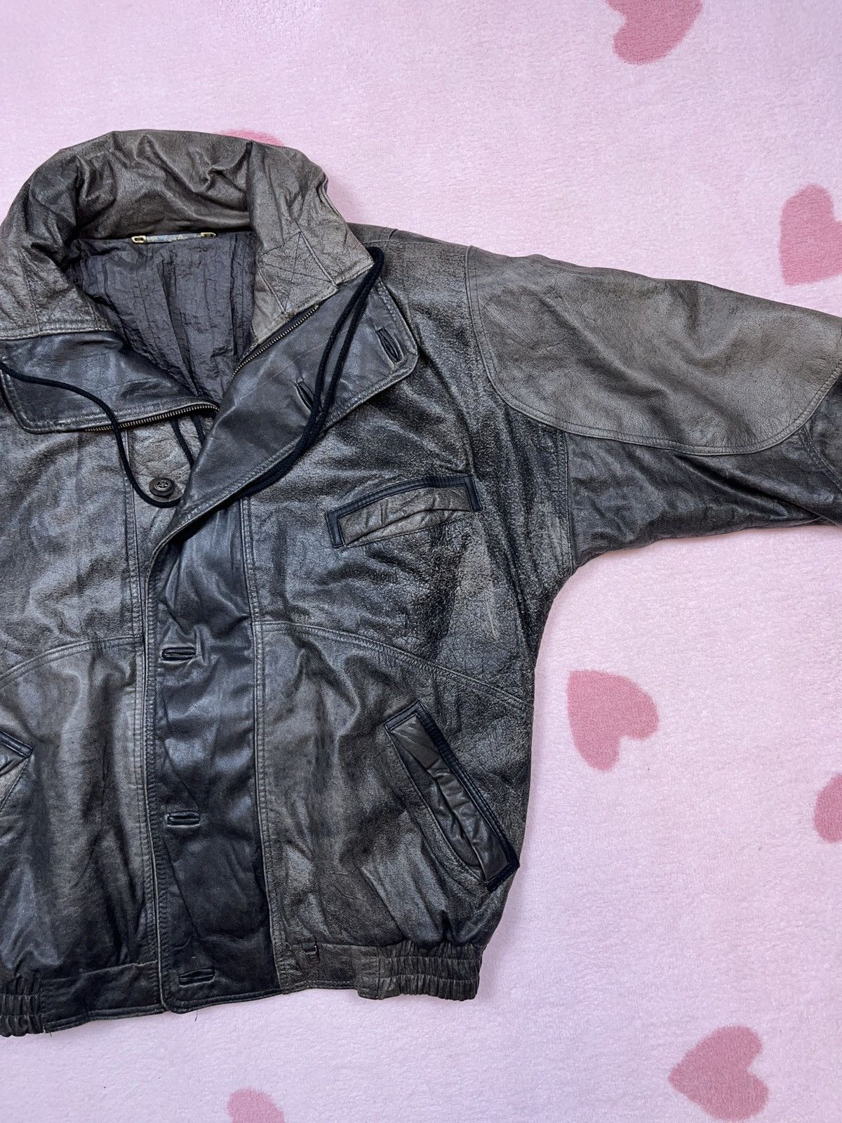 Genuine Leather × Japanese Brand × Vintage ➕ 90s vintage insane patina fade boxy leather flyer jacket Size US XL / EU 56 / 4 - 2 Thumbnail