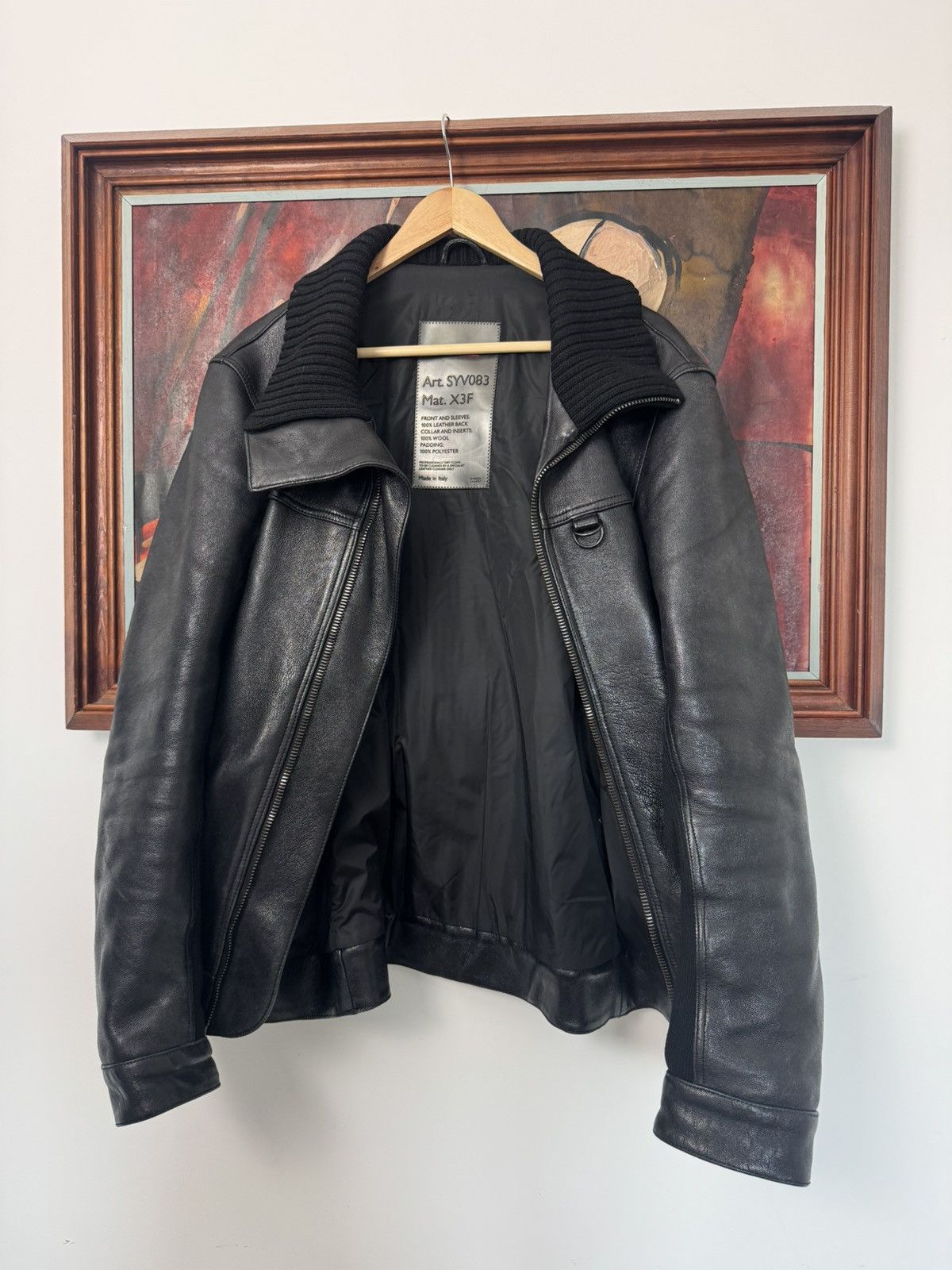 Prada Prada Early 2000’s Leather Wool Jacket Black Rare Designer Size US L / EU 52-54 / 3 - 5 Thumbnail