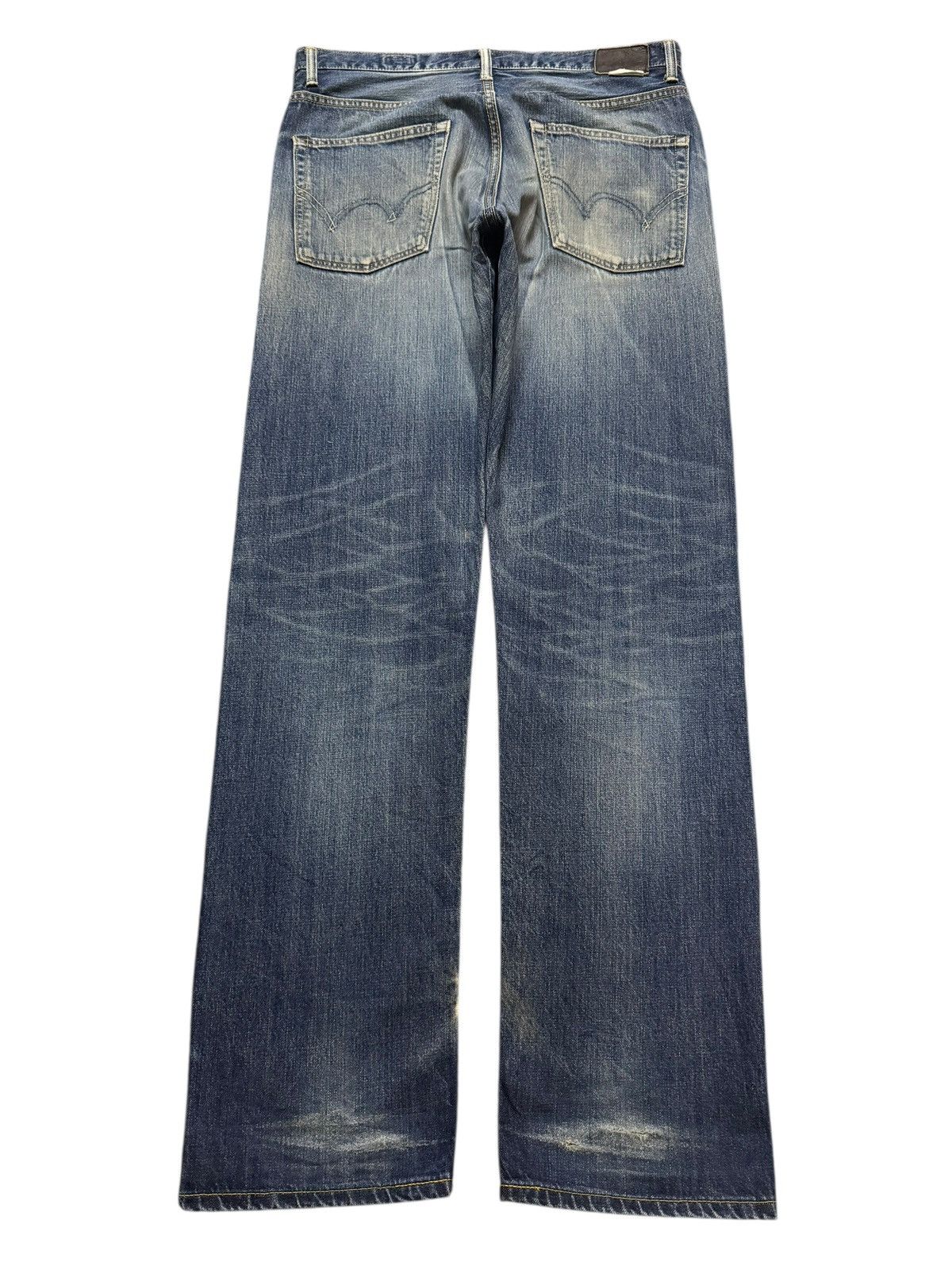 Edwin Vintage 90s Edwin Blue Faded Wash Distressed Straight Loose Size US 34 / EU 50 - 2 Thumbnail