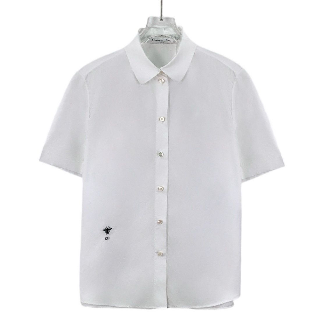 Dior Dior White Bee Embroidered Short Sleeve Shirt K26WX Size XS / US 0-2 / IT 36-38 - 1 Thumbnail