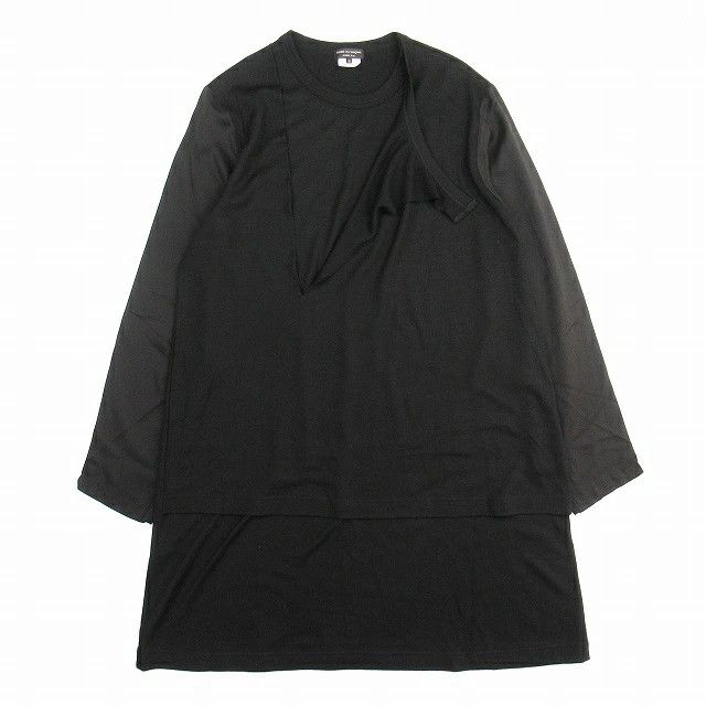 Comme des Garcons Homme Plus Shirt layered docking long length wool knit cupra Black Size US M / EU 48-50 / 2 - 1 Thumbnail
